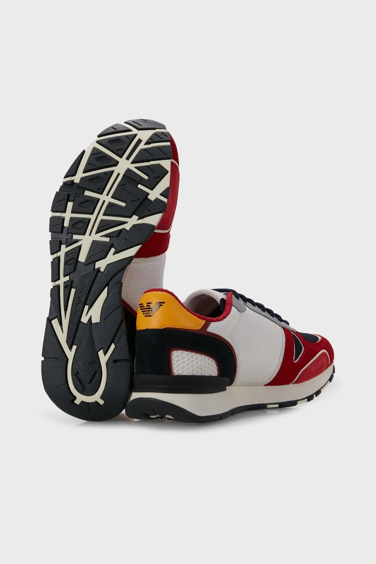 Emporio Armani Logolu Hakiki Deri Sneaker Erkek Ayakkabı X4X289 XM499 Q830 KIRMIZI-BEYAZ-LACİVERT - 4