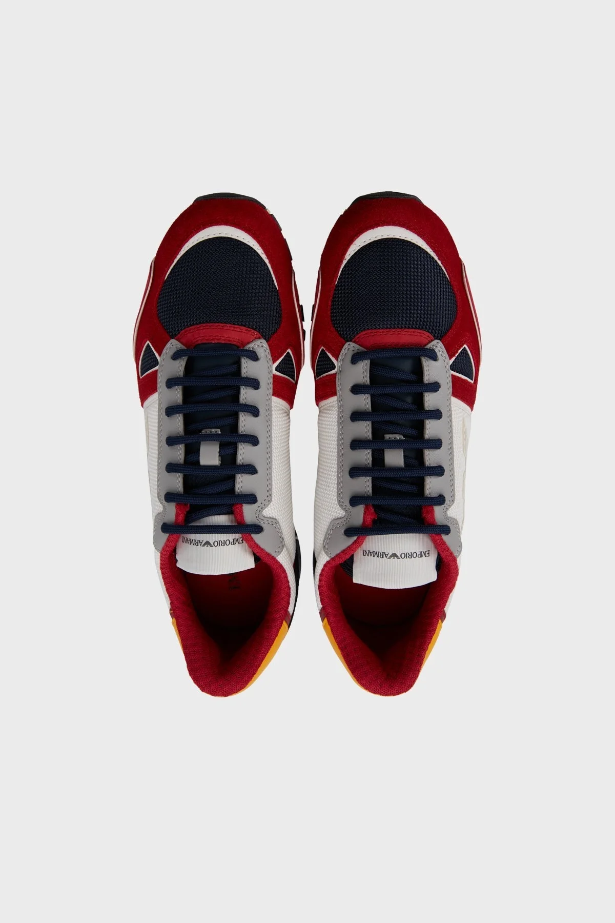 Emporio Armani Logolu Hakiki Deri Sneaker Erkek Ayakkabı X4X289 XM499 Q830 KIRMIZI-BEYAZ-LACİVERT - 5