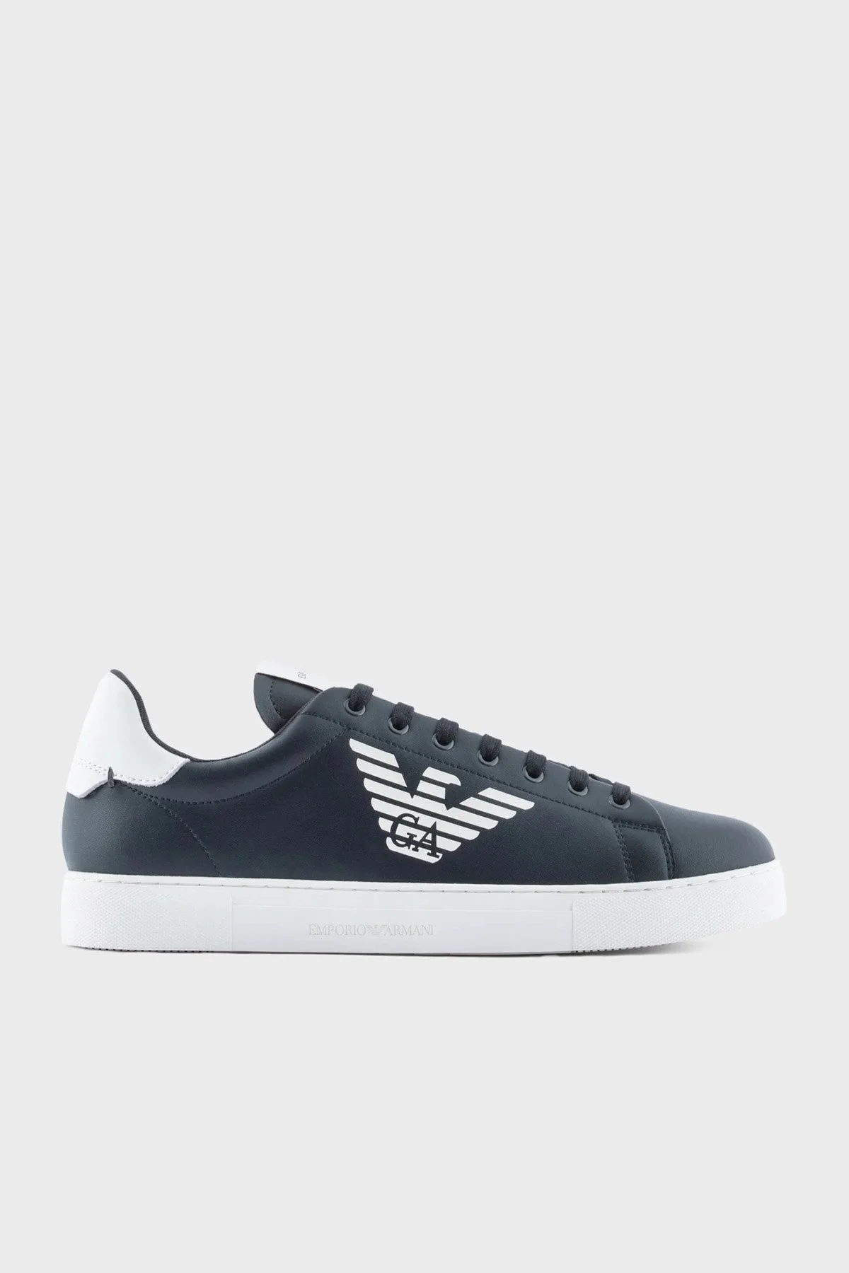 Emporio Armani Logolu Hakiki Deri Sneaker Erkek Ayakkabı X4X554 XF663 00120 LACİVERT - 1