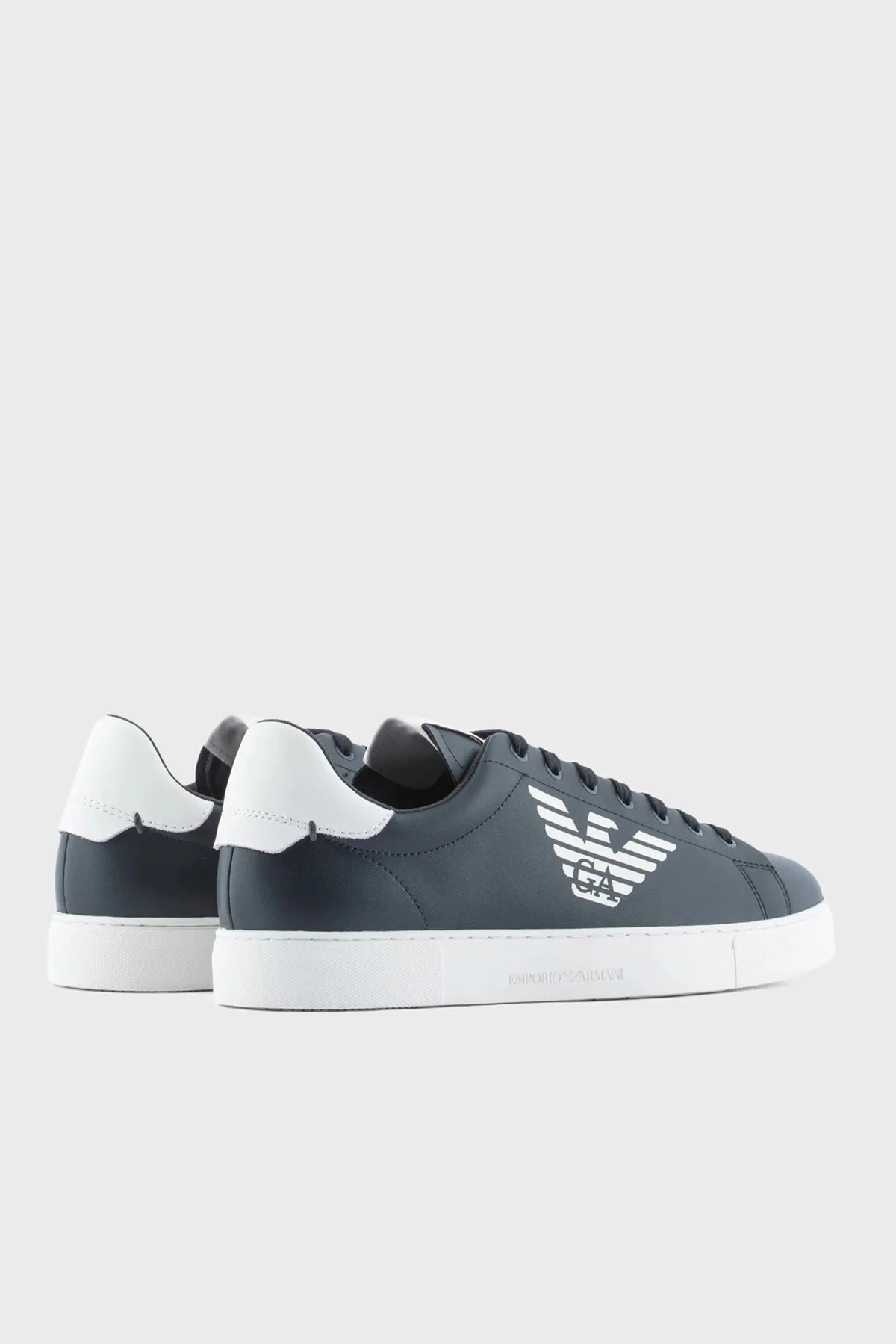 Emporio Armani Logolu Hakiki Deri Sneaker Erkek Ayakkabı X4X554 XF663 00120 LACİVERT - 3