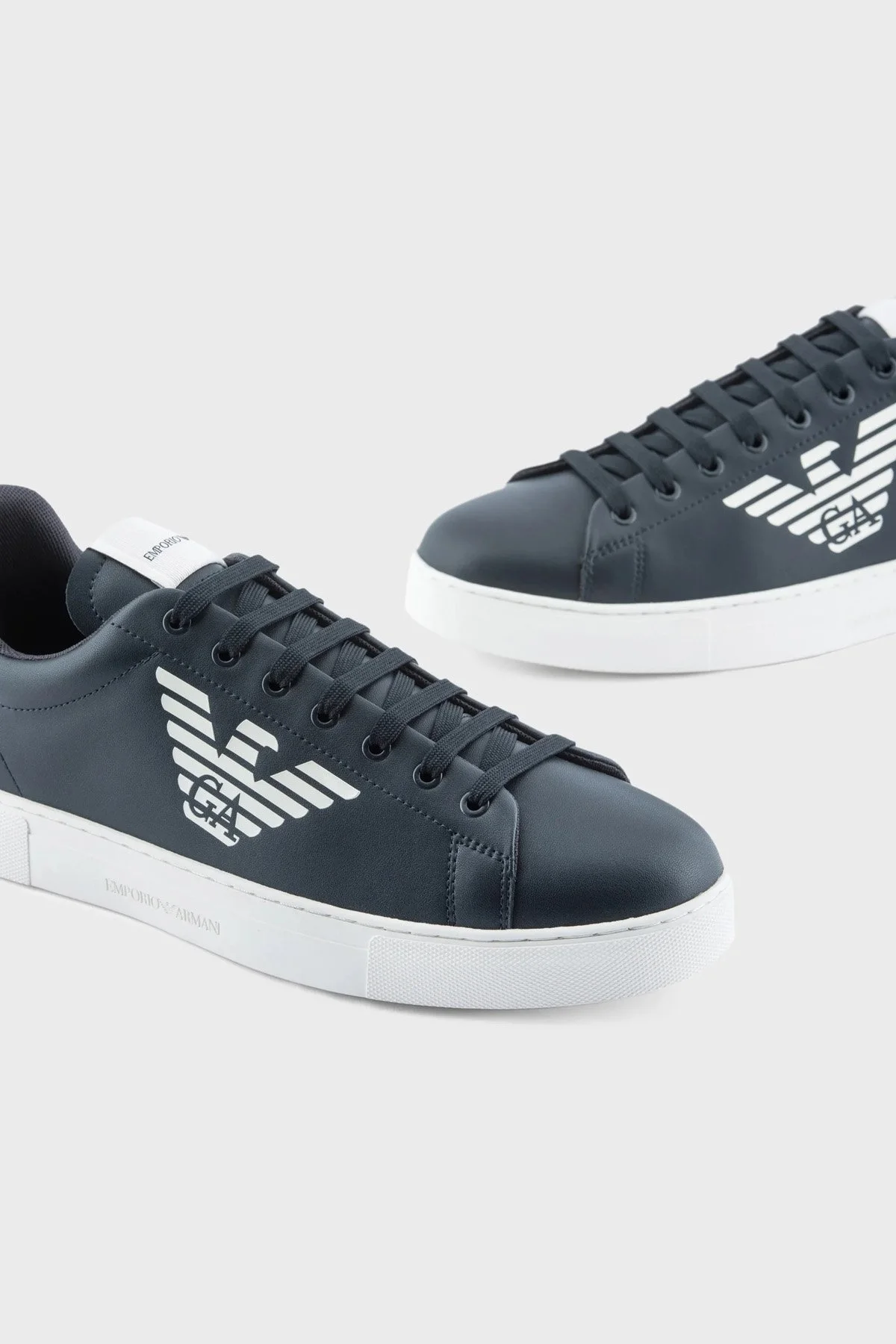 Emporio Armani Logolu Hakiki Deri Sneaker Erkek Ayakkabı X4X554 XF663 00120 LACİVERT - 4