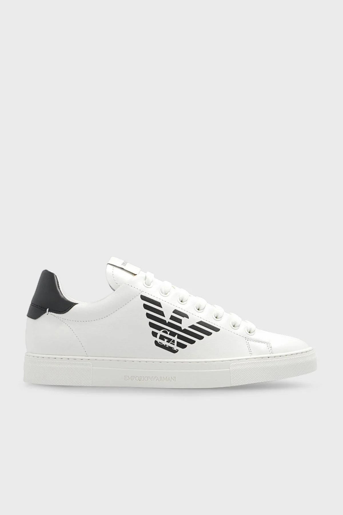 Emporio Armani Logolu Hakiki Deri Sneaker Erkek Ayakkabı X4X554 XF663 00230 SİYAH-BEYAZ - 1