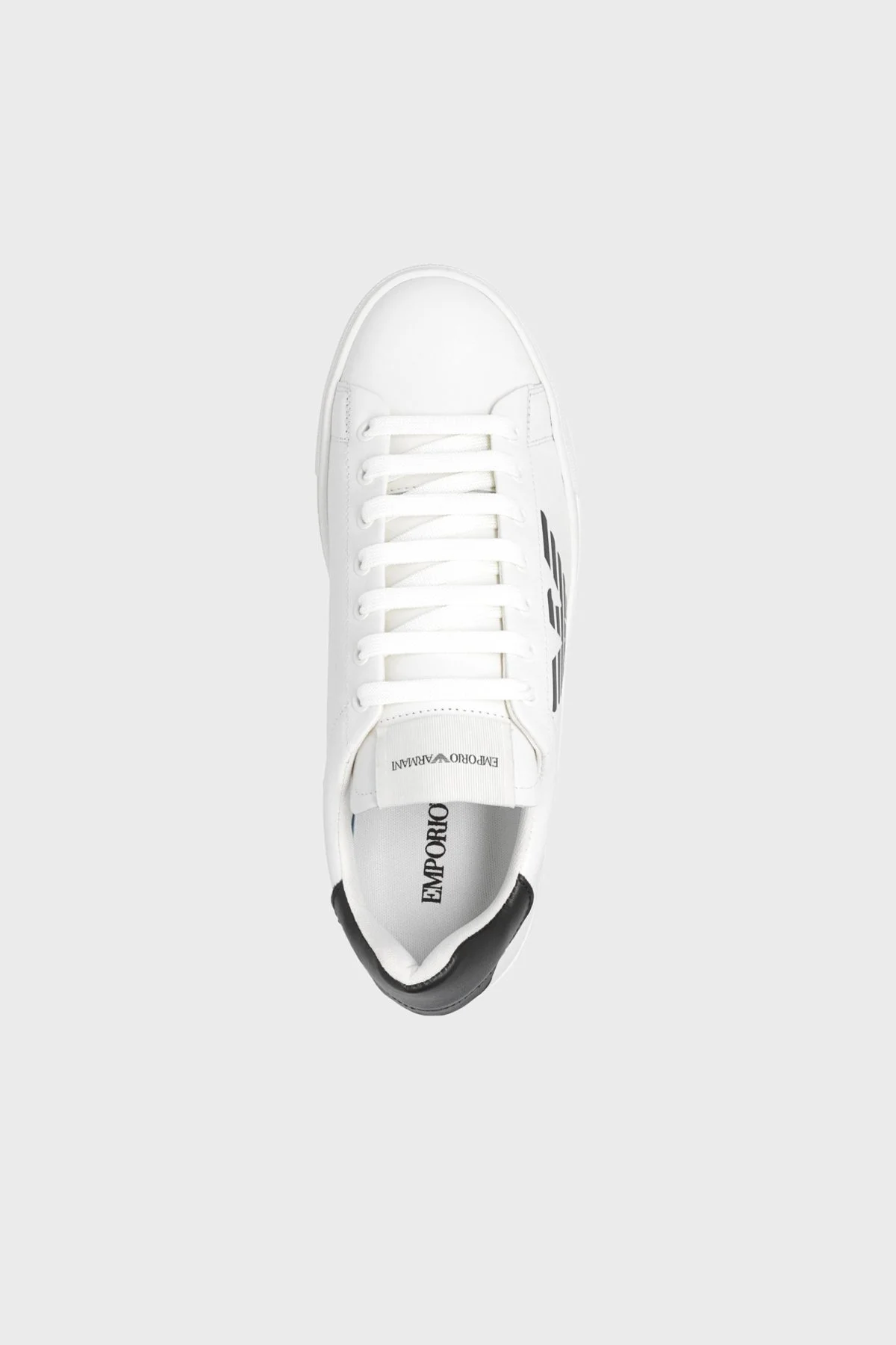 Emporio Armani Logolu Hakiki Deri Sneaker Erkek Ayakkabı X4X554 XF663 00230 SİYAH-BEYAZ - 4