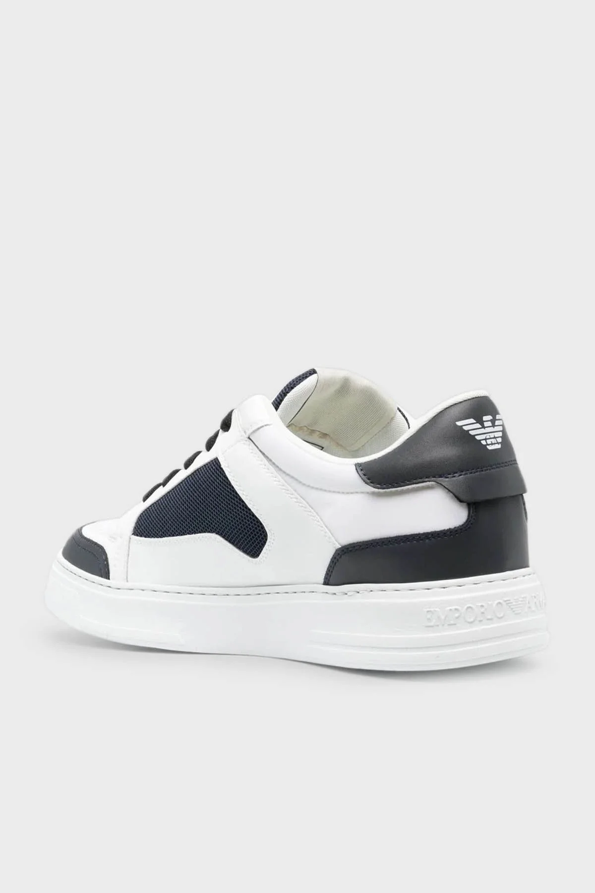Emporio Armani Logolu Hakiki Deri Sneaker Erkek Ayakkabı X4X568 XN838 B139 BEYAZ - 4