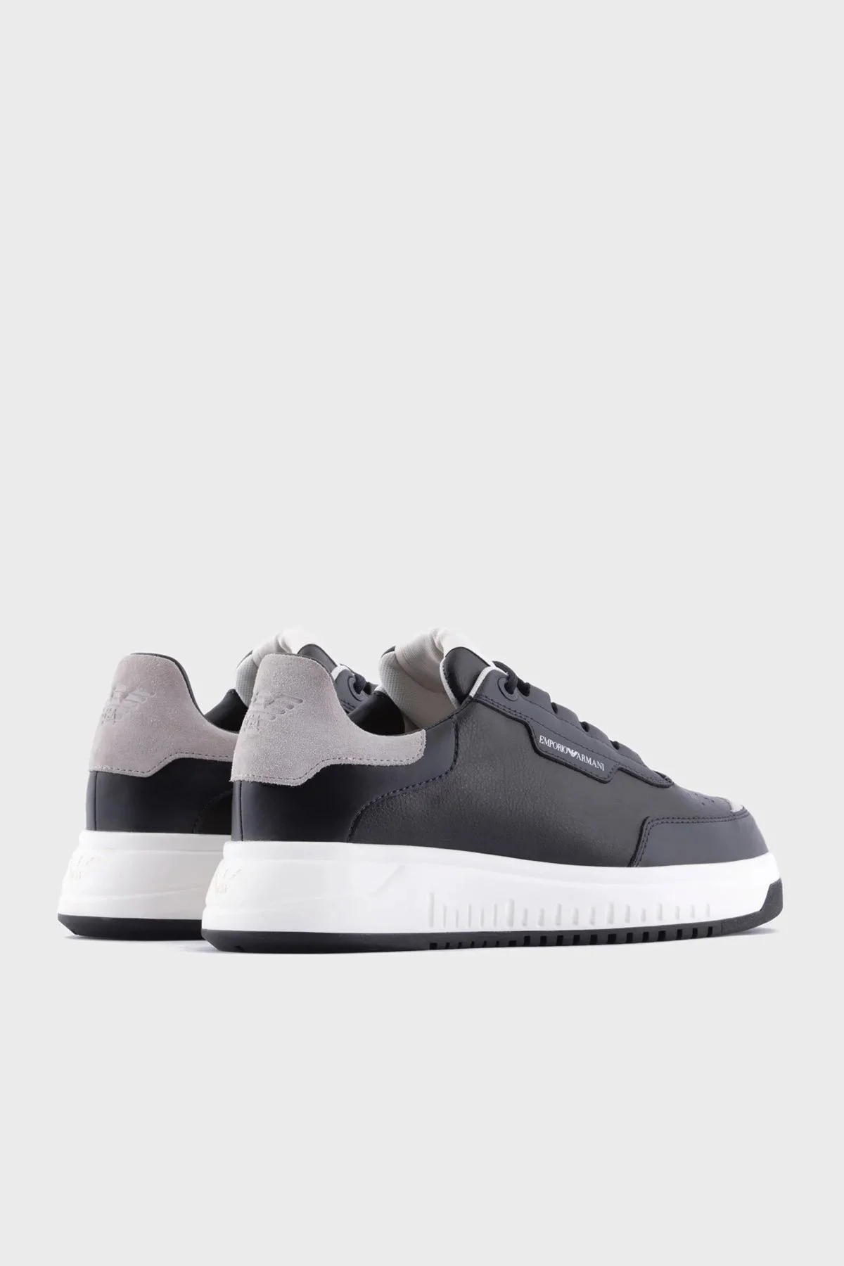 Emporio Armani Logolu Hakiki Deri Sneaker Erkek Ayakkabı X4X589 XN321 S139 KOYU LACİVERT - 3