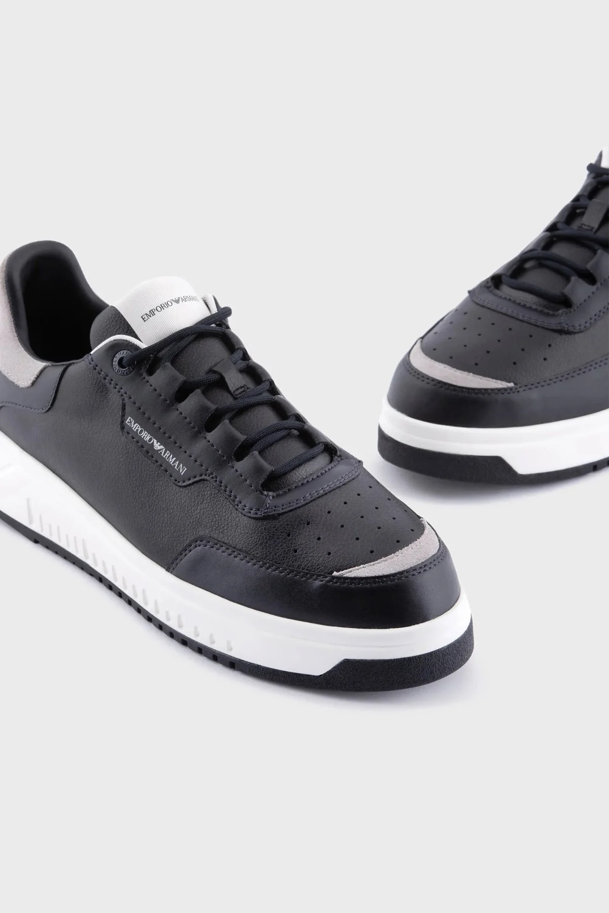 Emporio Armani Logolu Hakiki Deri Sneaker Erkek Ayakkabı X4X589 XN321 S139 KOYU LACİVERT - 4