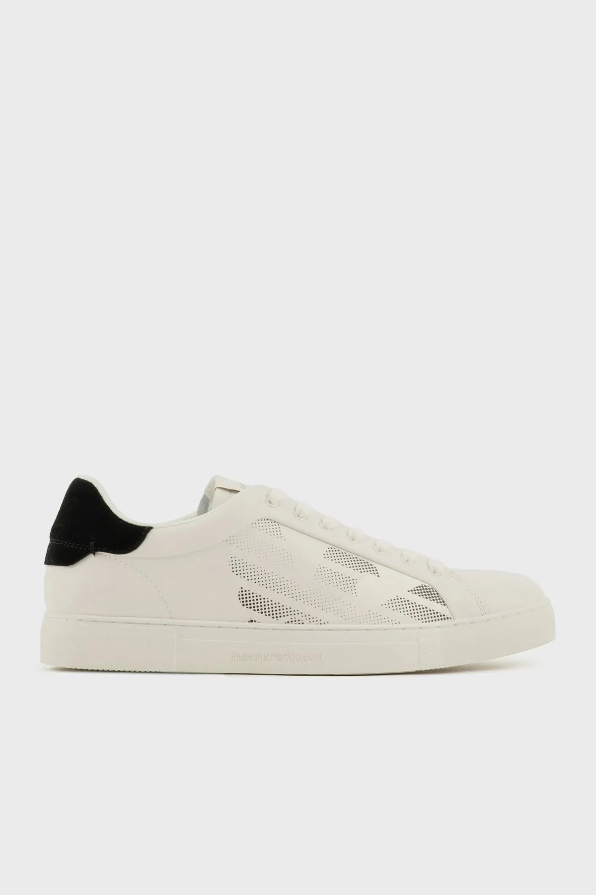 Emporio Armani Logolu Hakiki Deri Sneaker Erkek Ayakkabı X4X598 XR098 N480 EKRU - 1