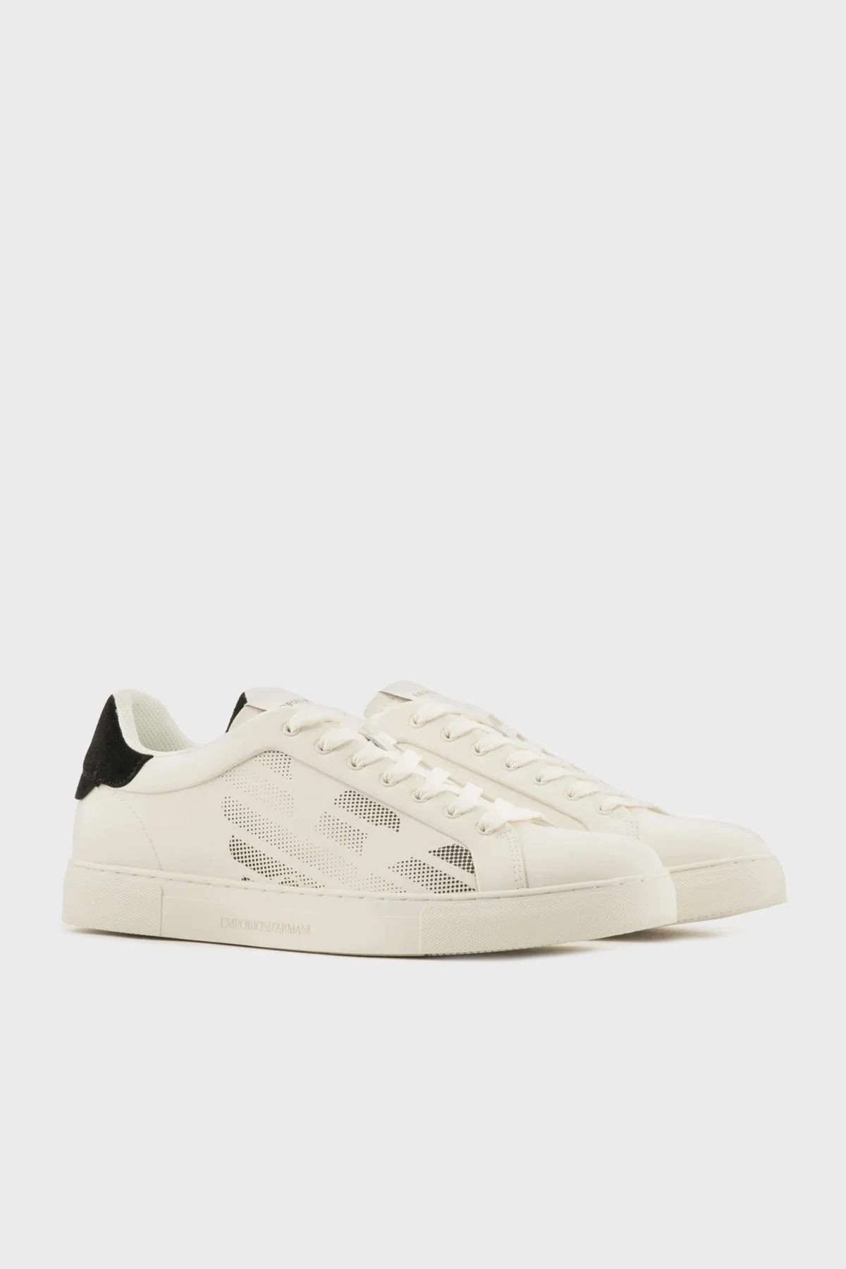 Emporio Armani Logolu Hakiki Deri Sneaker Erkek Ayakkabı X4X598 XR098 N480 EKRU - 2