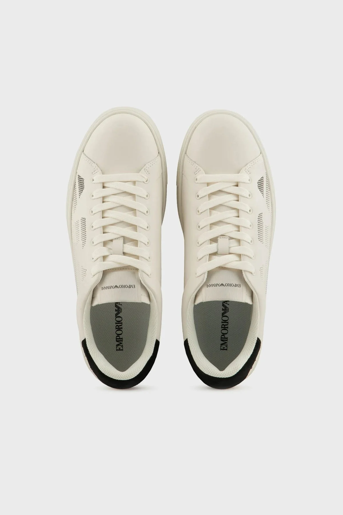 Emporio Armani Logolu Hakiki Deri Sneaker Erkek Ayakkabı X4X598 XR098 N480 EKRU - 3