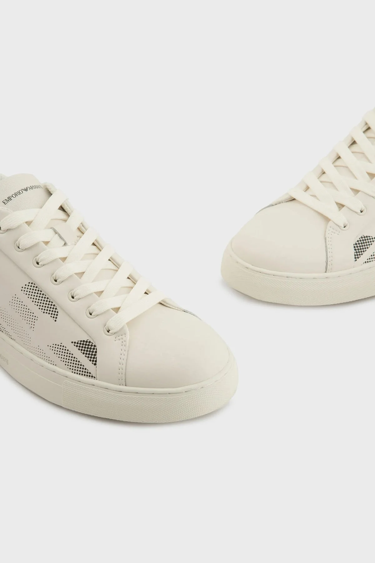 Emporio Armani Logolu Hakiki Deri Sneaker Erkek Ayakkabı X4X598 XR098 N480 EKRU - 5