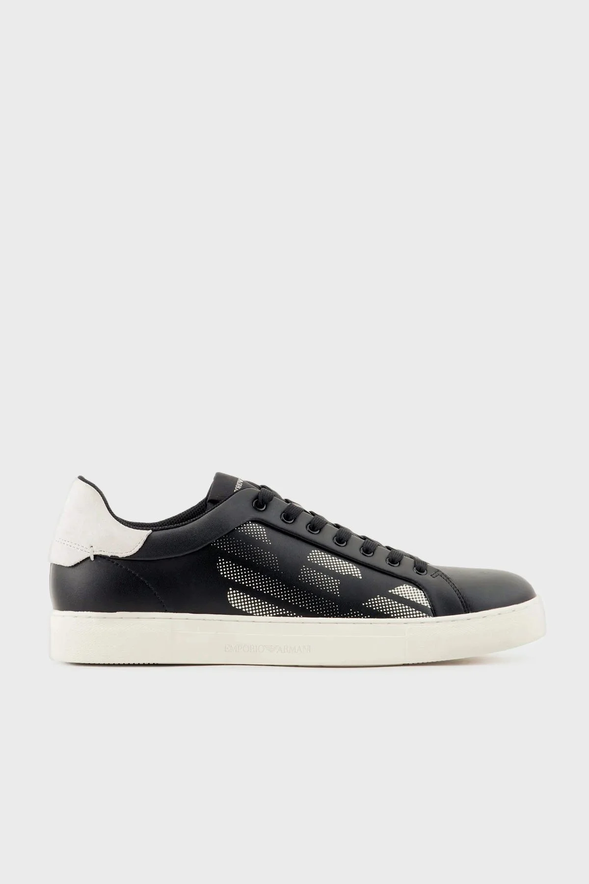 Emporio Armani Logolu Hakiki Deri Sneaker Erkek Ayakkabı X4X598 XR098 N814 SİYAH-BEYAZ - 1