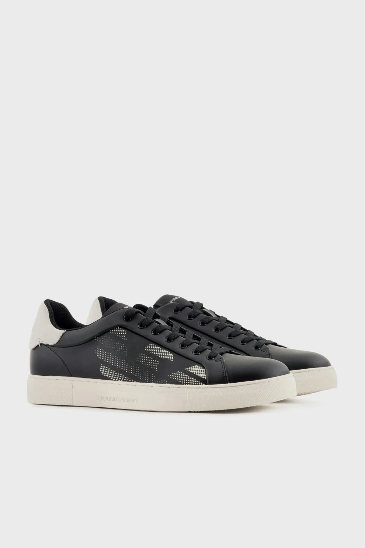 Emporio Armani Logolu Hakiki Deri Sneaker Erkek Ayakkabı X4X598 XR098 N814 SİYAH-BEYAZ - 2