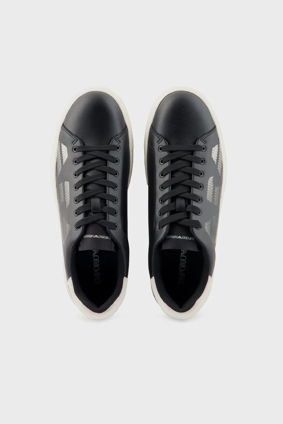 Emporio Armani Logolu Hakiki Deri Sneaker Erkek Ayakkabı X4X598 XR098 N814 SİYAH-BEYAZ - 3