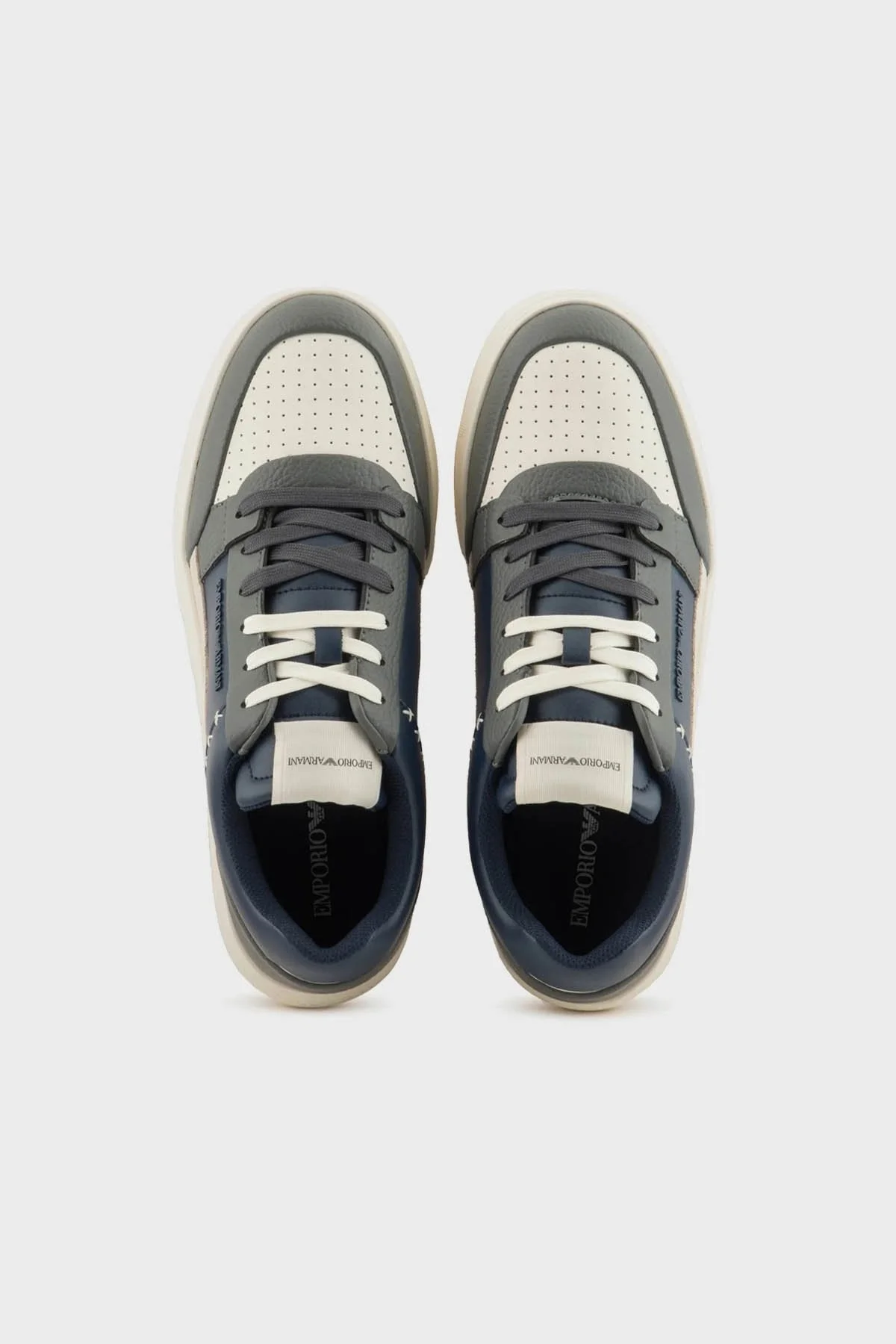 Emporio Armani Logolu Hakiki Deri Sneaker Erkek Ayakkabı X4X657 XR101 T848 LACİVERT - 3