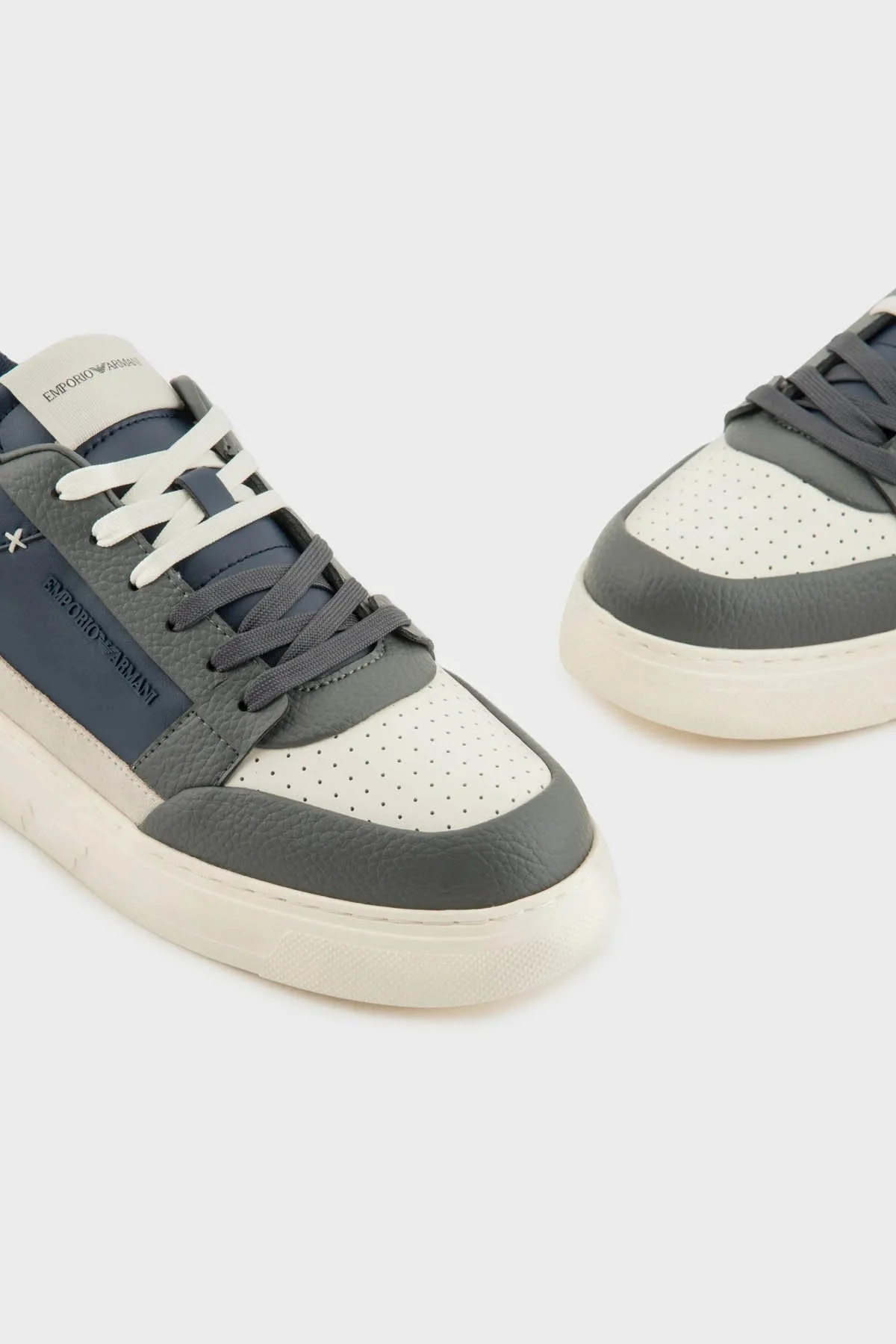 Emporio Armani Logolu Hakiki Deri Sneaker Erkek Ayakkabı X4X657 XR101 T848 LACİVERT - 5