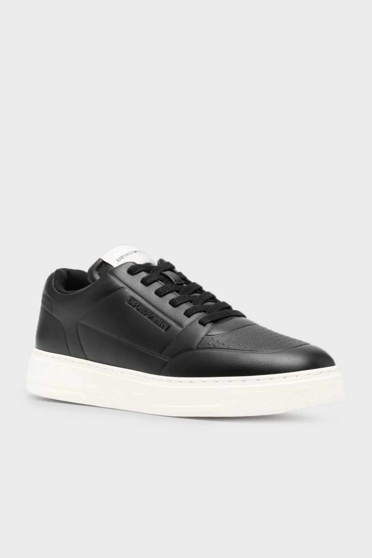 Emporio Armani Logolu Hakiki Deri Sneaker Erkek Ayakkabı X4X677 XF805 00002 SİYAH - 2