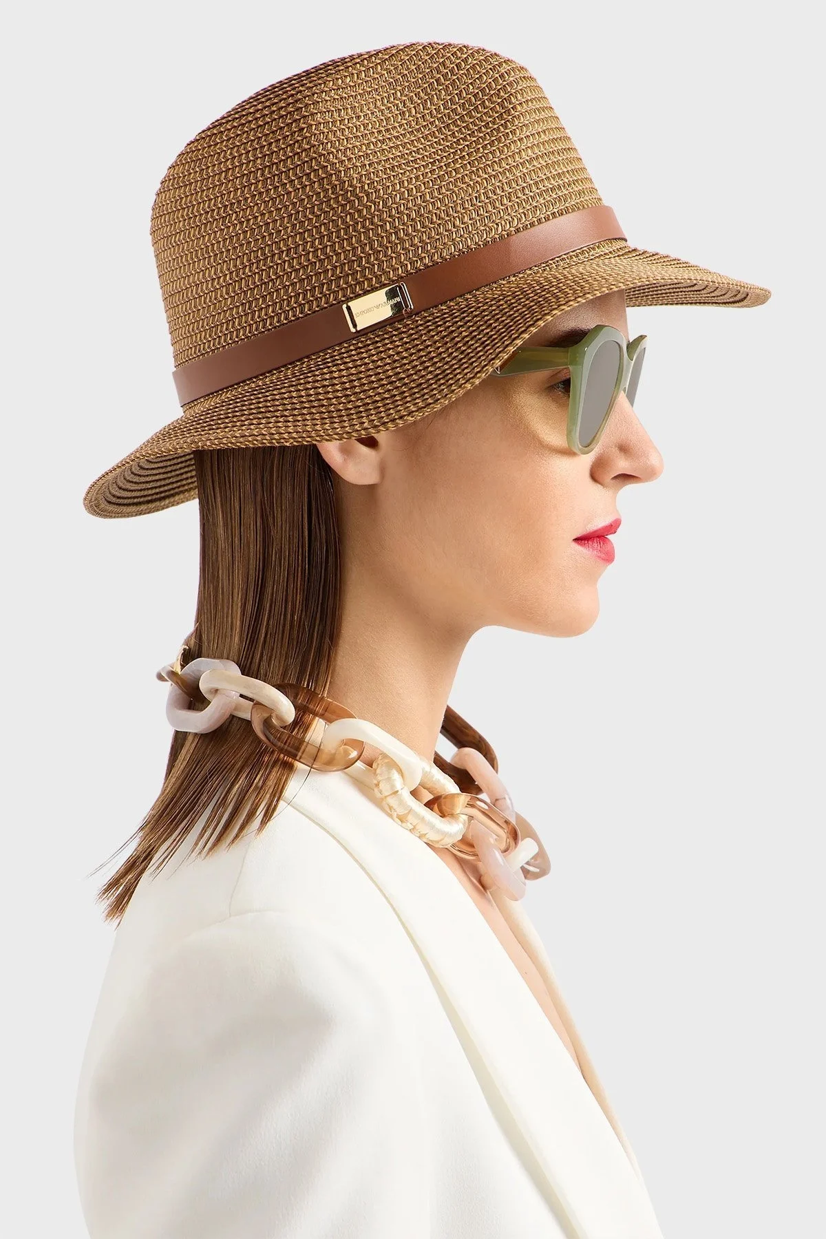 Emporio Armani Logolu Hasır Bayan Şapka 637347 4R508 00153 KAHVE - 2