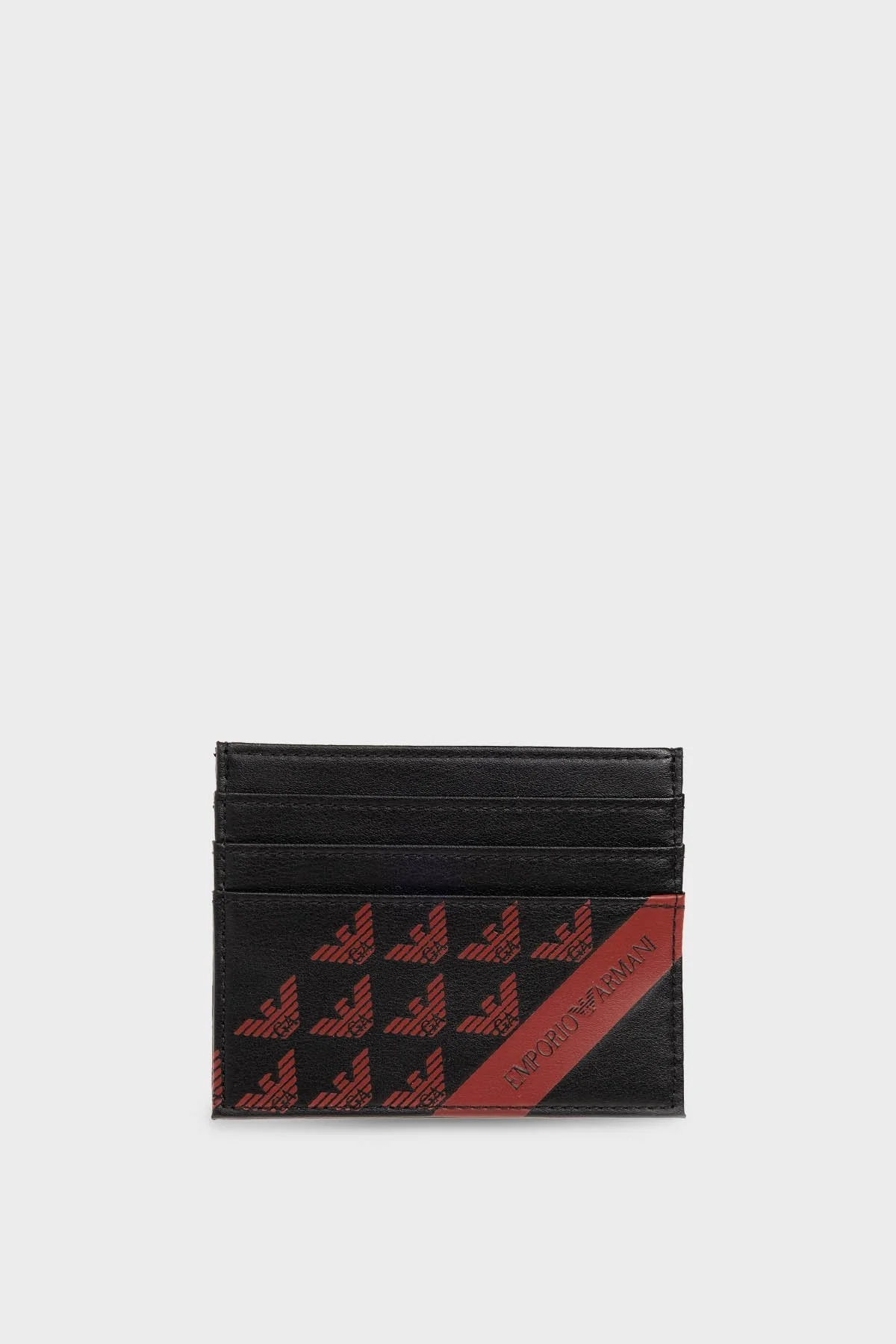 Emporio Armani Logolu ı Erkek Cüzdan Takım Y4R378 YQ12V 88058 SİYAH-KIRMIZI - 2