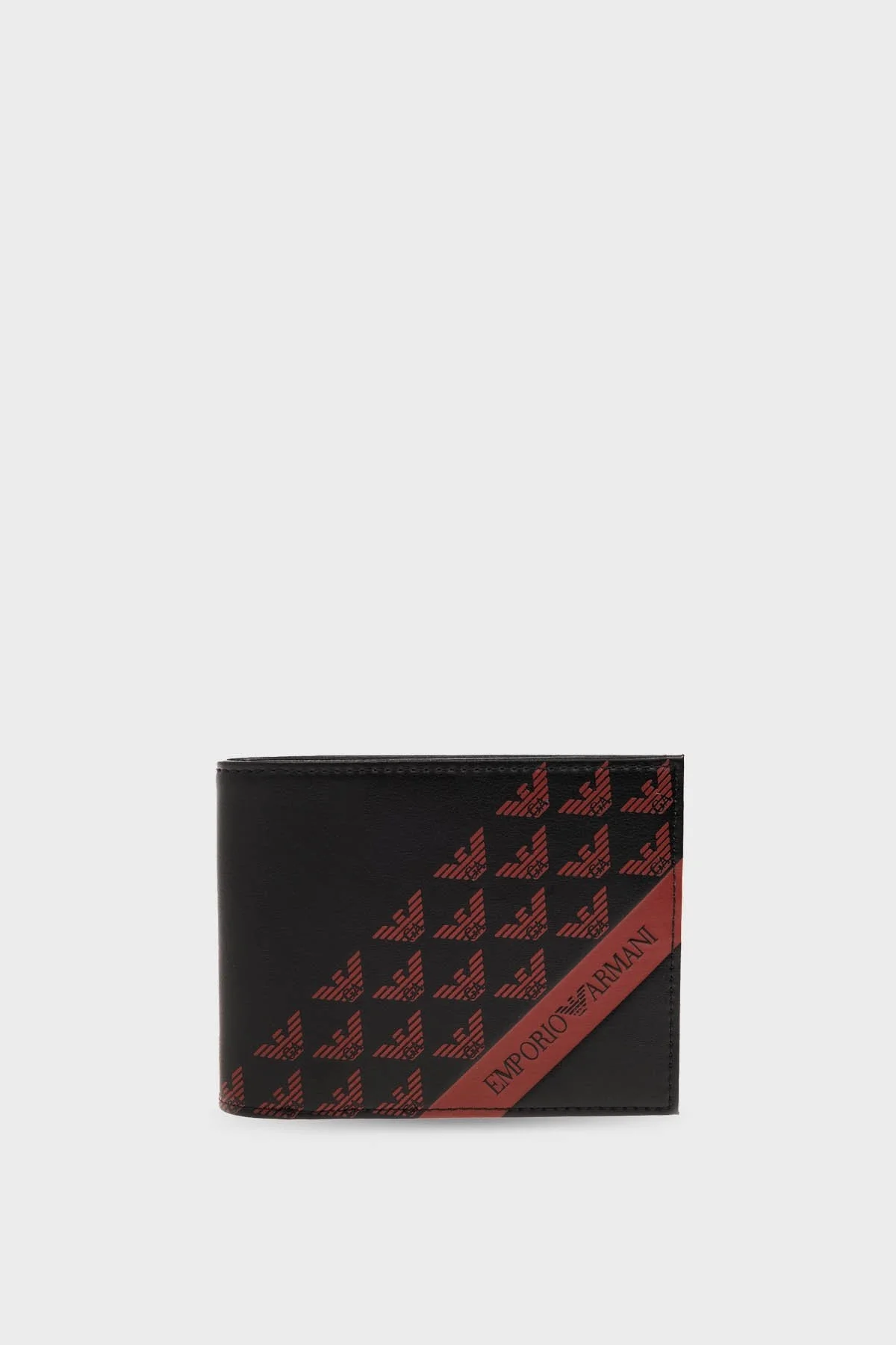 Emporio Armani Logolu ı Erkek Cüzdan Takım Y4R378 YQ12V 88058 SİYAH-KIRMIZI - 4