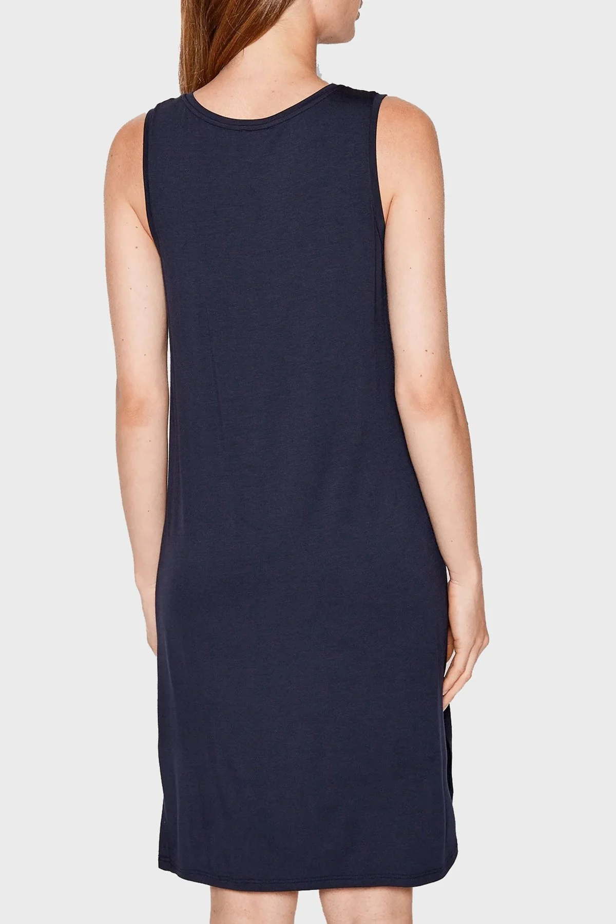 Emporio Armani Logolu Kalın Askılı Yırtmaçlı Regular Fit Bayan Elbise S 262498 2R314 00135 LACİVERT - 3