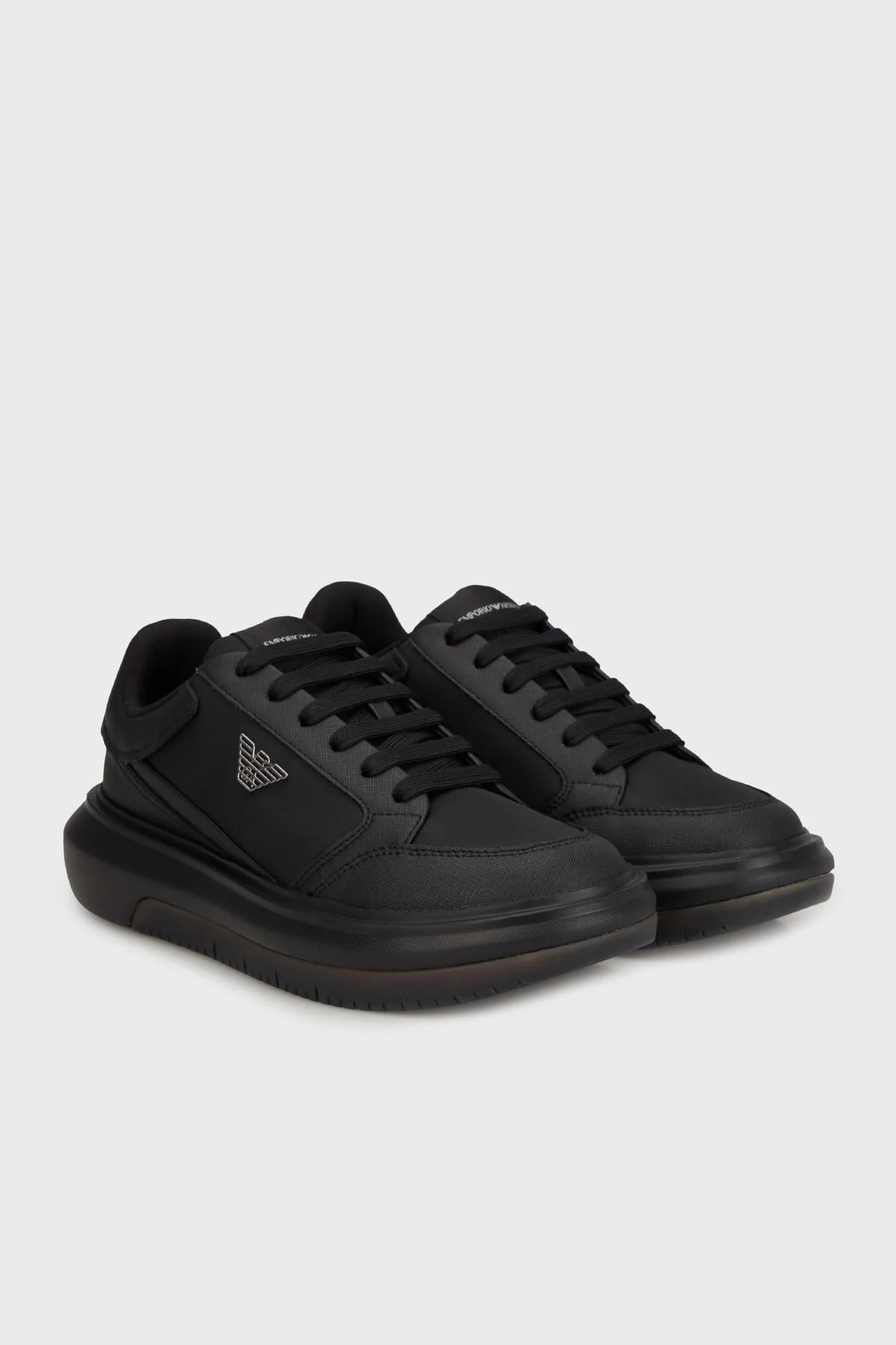 Emporio Armani Logolu Kalın Taban Sneaker Erkek Ayakkabı EM003666 AF19532 MC105 SİYAH - 2