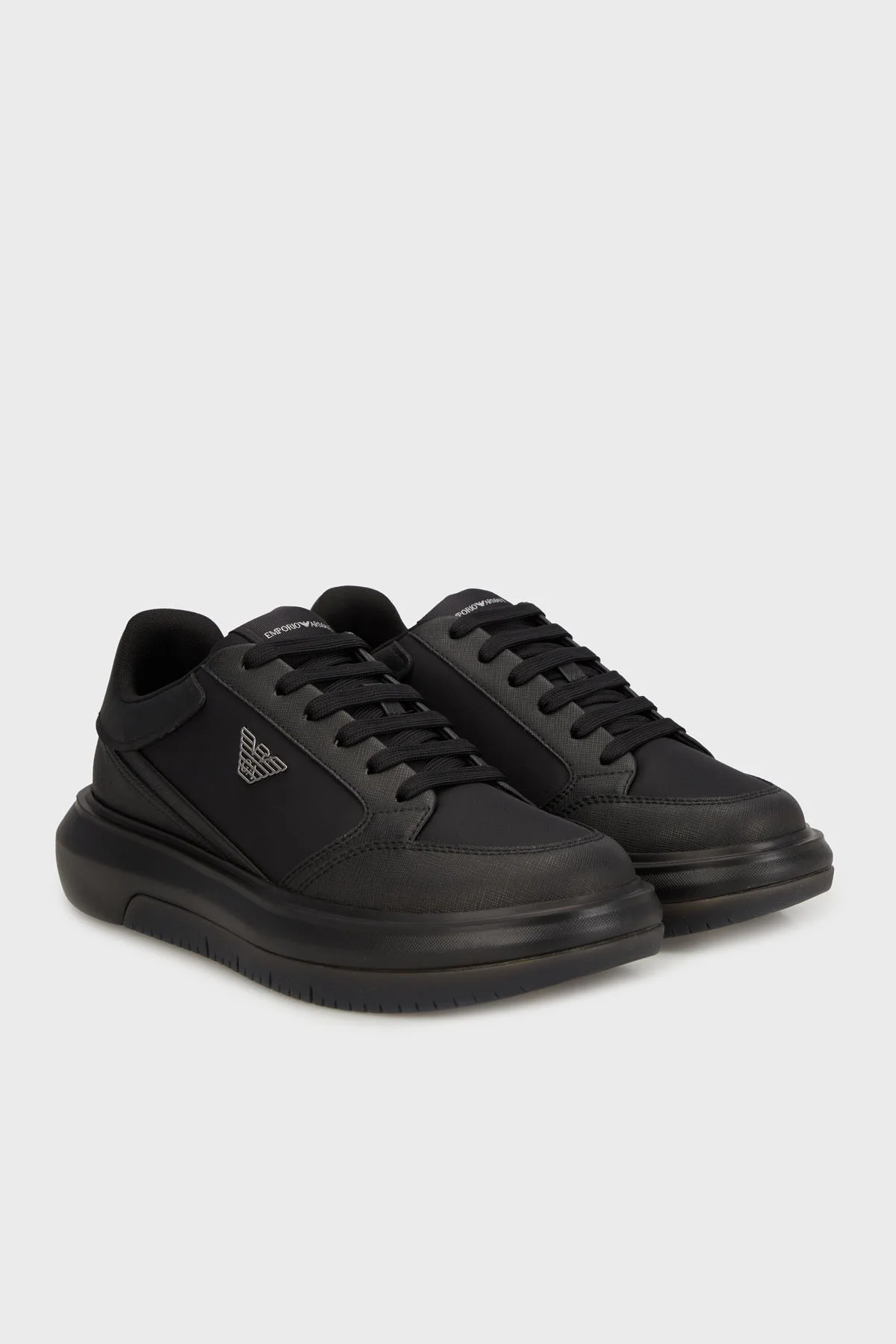 Emporio Armani Logolu Kalın Taban Sneaker Erkek Ayakkabı X4X633 XR325 K001 SİYAH - 7