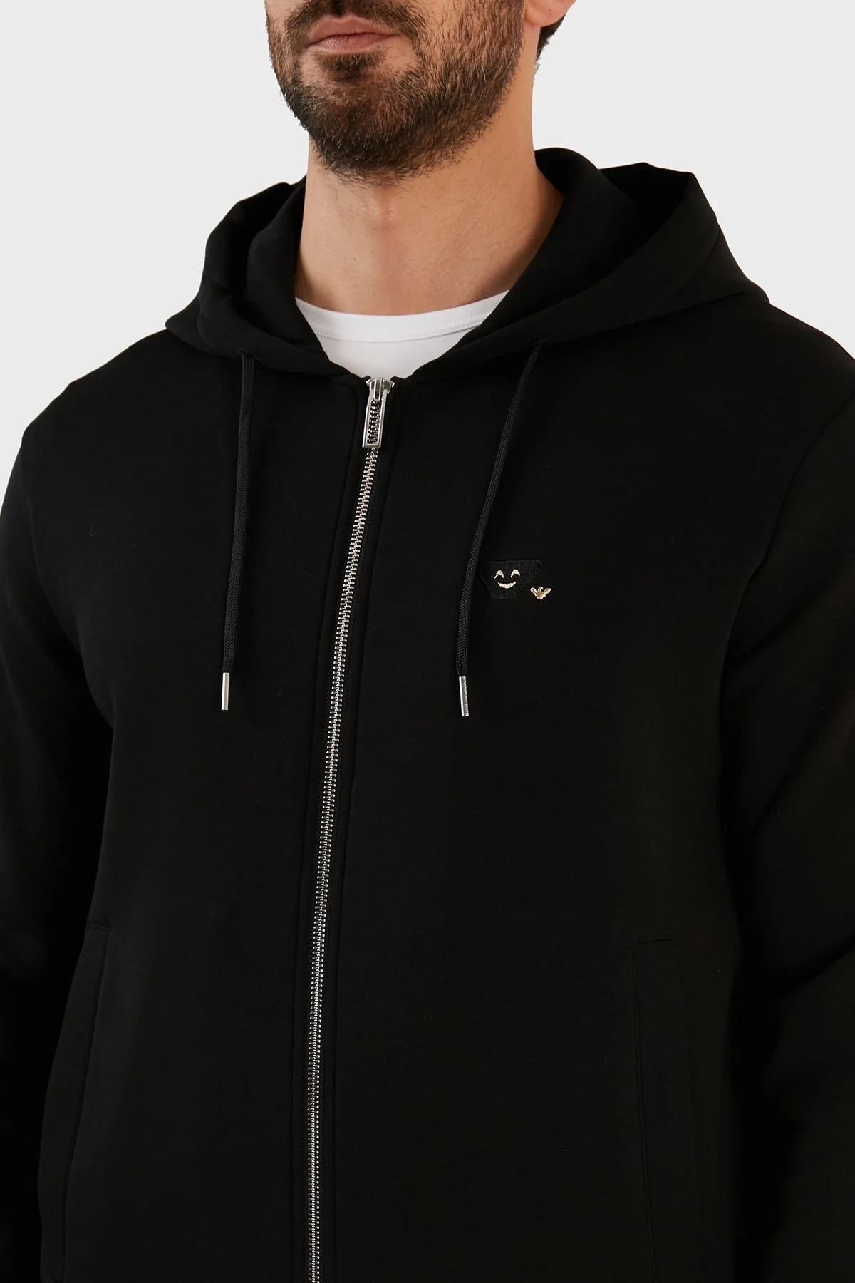 Emporio Armani Logolu Kapüşonlu Fermuarlı Pamuklu Regular Fit Erkek Sweat 8N1MFF 1JHSZ 0999 SİYAH - 6