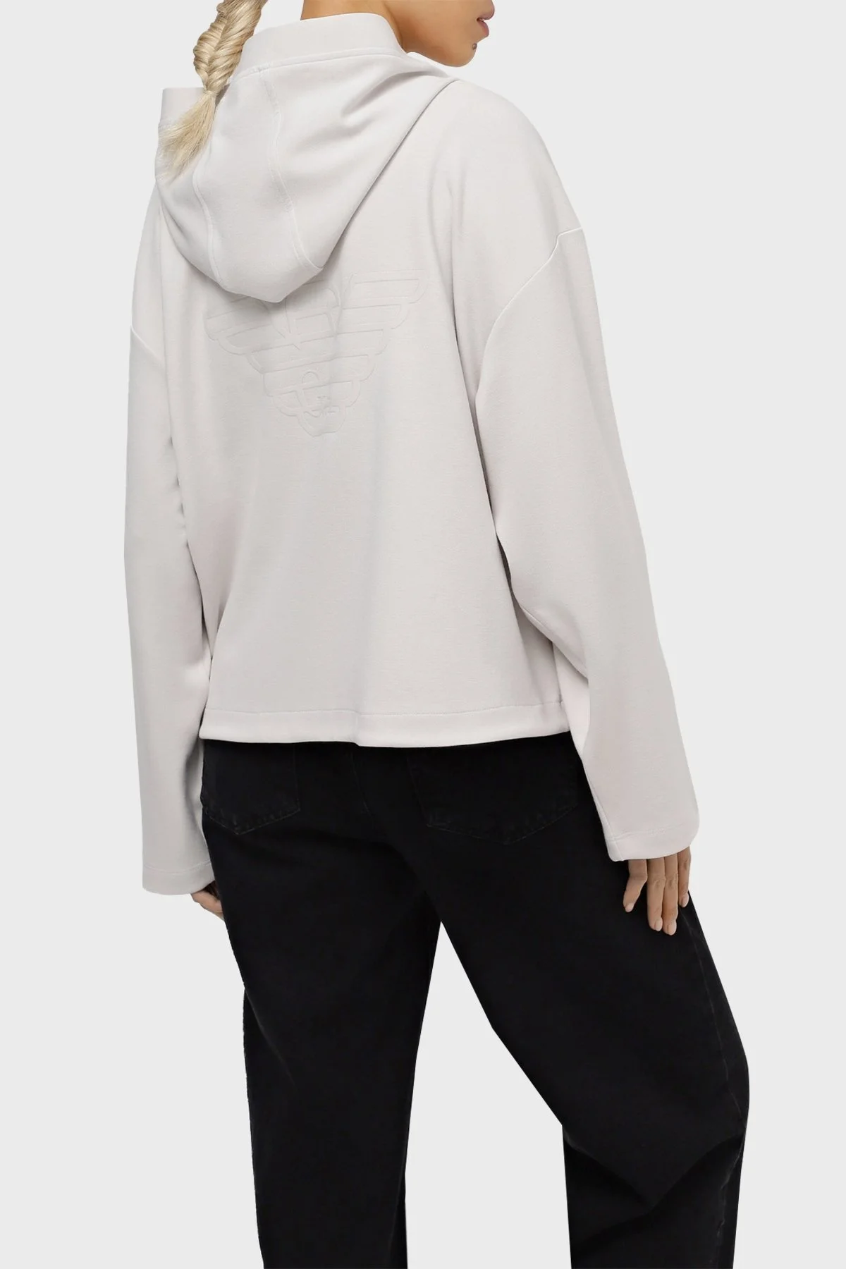 Emporio Armani Logolu Kapüşonlu Fermuarlı Relaxed Fit Bayan Ceket 6R2B7C 2JRKZ 0103 TAŞ - 6