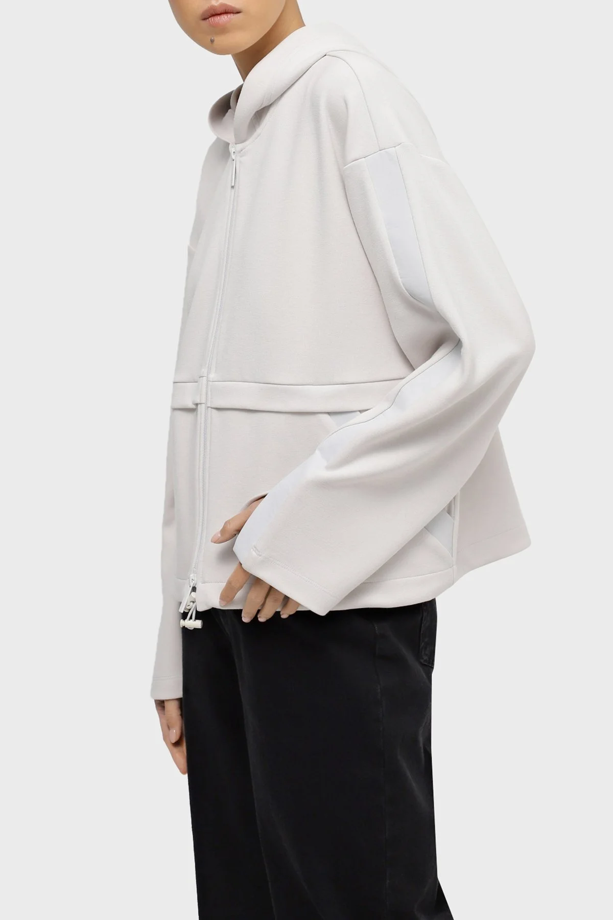 Emporio Armani Logolu Kapüşonlu Fermuarlı Relaxed Fit Bayan Ceket 6R2B7C 2JRKZ 0103 TAŞ - 7