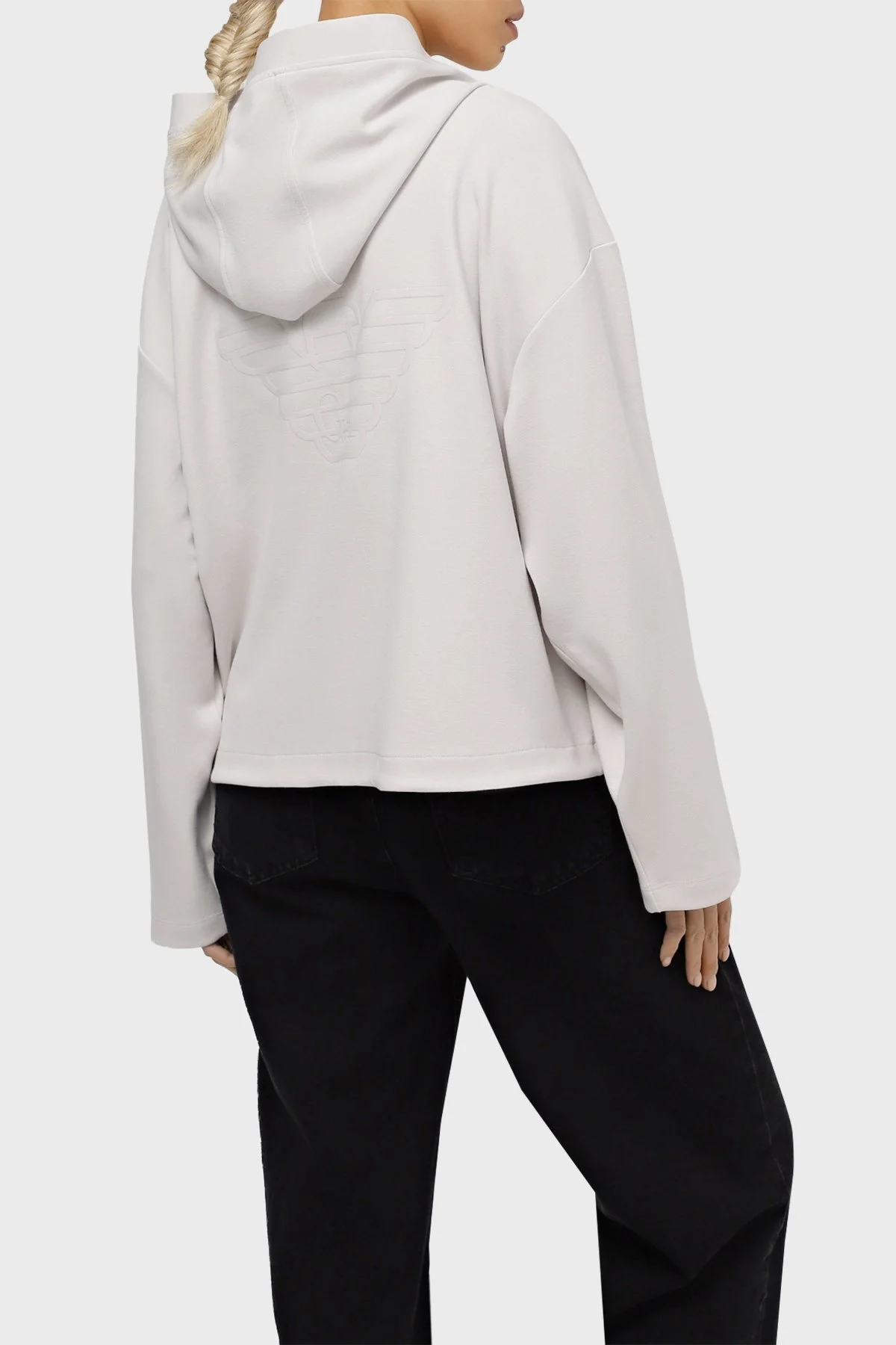 Emporio Armani Logolu Kapüşonlu Fermuarlı Relaxed Fit Kadın Ceket 6R2B7C 2JRKZ 0103 TAŞ - 2