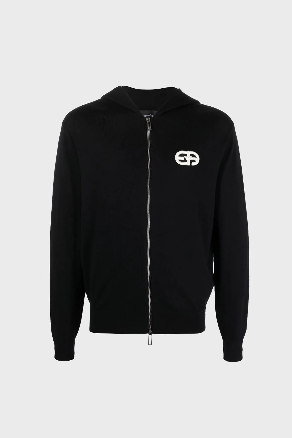 Emporio Armani Logolu Kapüşonlu Fermuarlı Slim Fit % 100 Yün Erkek Hırka 6L1MX6 1MWRZ 0920 LACİVERT - 5