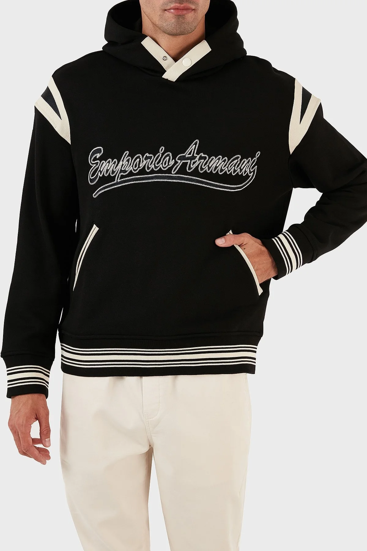 Emporio Armani Logolu Kapüşonlu Kanguru Cepli % 100 Pamuk Regular Fit Erkek Sweat 6R1MG1 1JWPZ 0999 SİYAH - 8