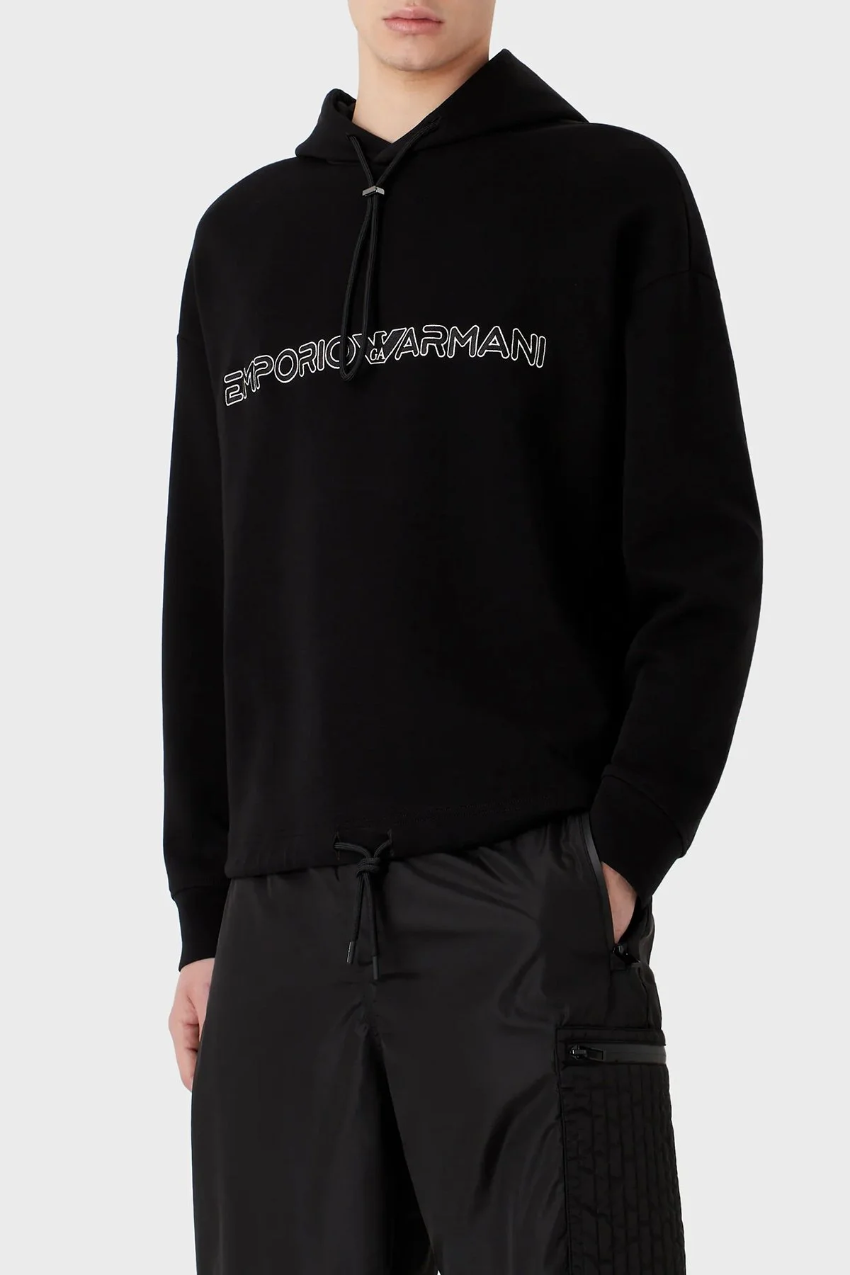 Emporio Armani Logolu Kapüşonlu Pamuklu Regular Fit Erkek Sweat 3R1MBC 1JHSZ 0999 SİYAH - 1