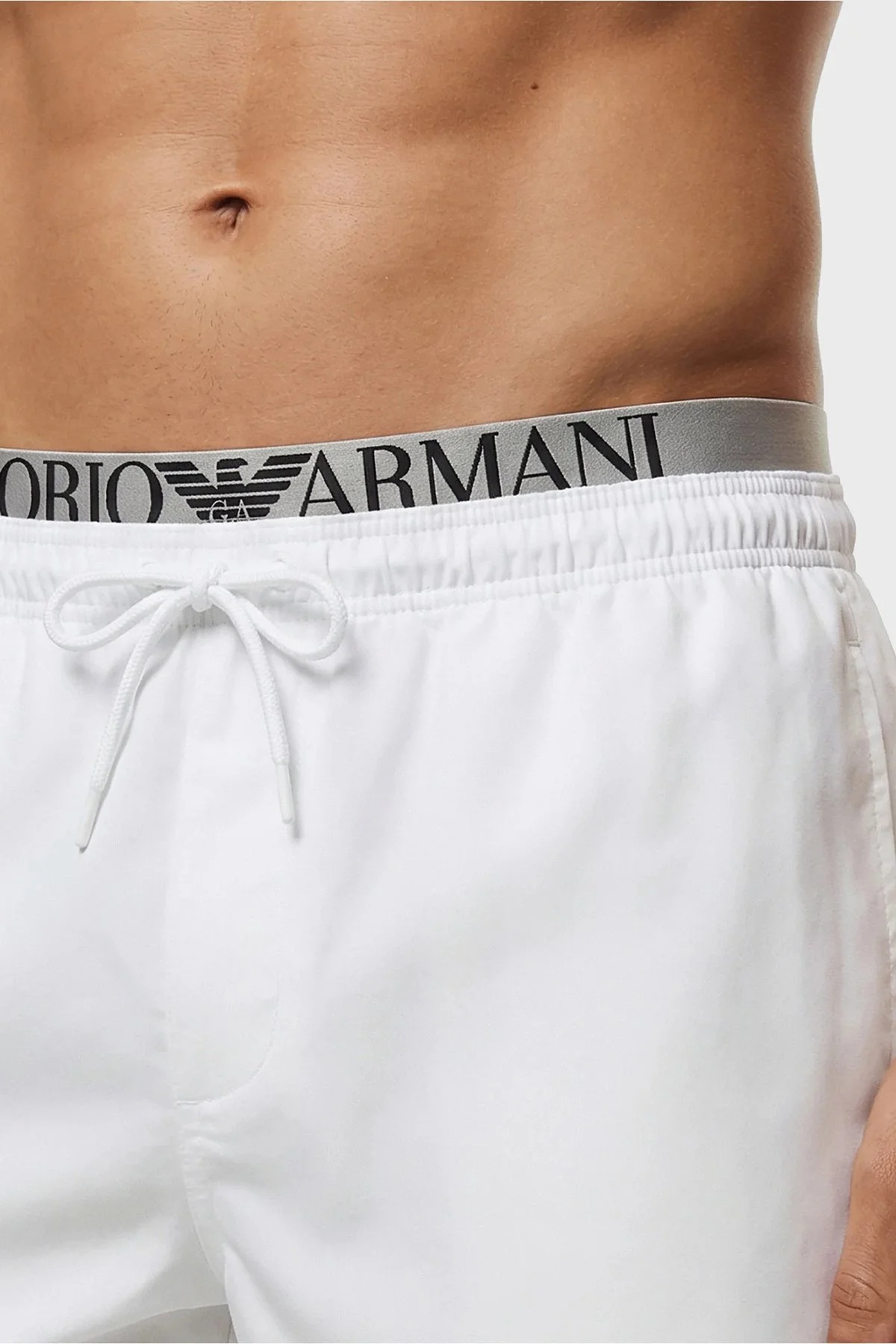 Emporio Armani Logolu Mayo Short Erkek Deniz Şortu EM000686 AF20432 U0002 BEYAZ - 3