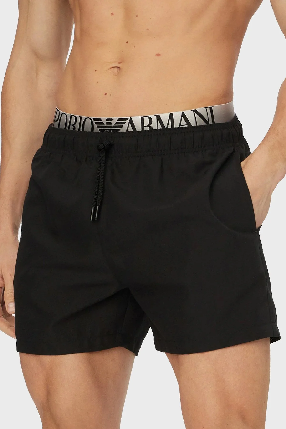 Emporio Armani Logolu Mayo Short Erkek Deniz Şortu EM000687 AF20432 UC001 SİYAH - 4