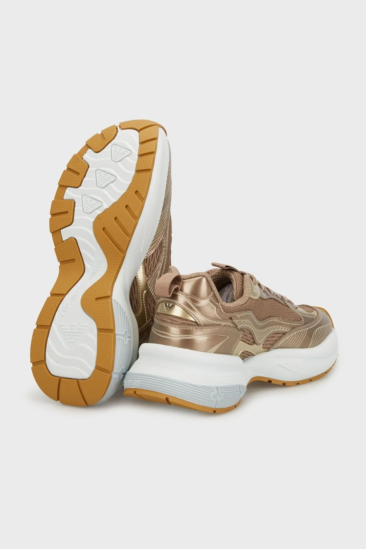 Emporio Armani Logolu Metalik Detaylı Kalın Taban Sneaker Bayan Ayakkabı EW003056 AF19766 M6203 KAHVE - 4