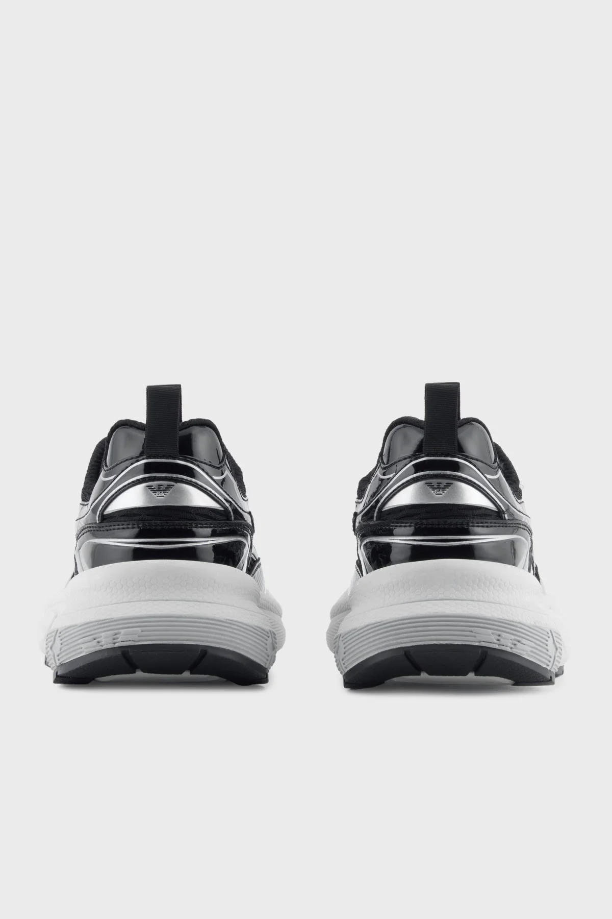 Emporio Armani Logolu Metalik Detaylı Kalın Taban Sneaker Bayan Ayakkabı EW003056 AF19766 MC372 SİYAH-GÜMÜŞ - 5