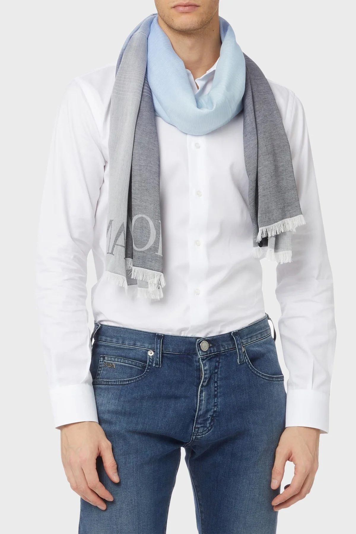 Emporio Armani Logolu Modal Unisex Şal 625289 3R375 00332 GRİ - 2