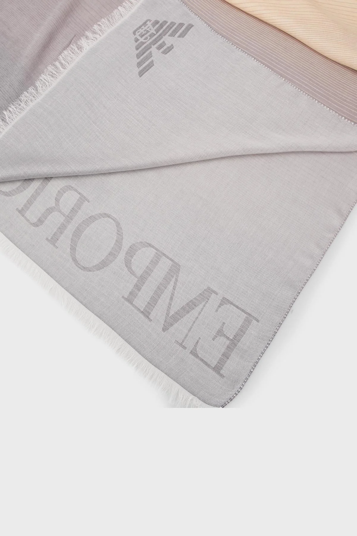 Emporio Armani Logolu Modal Unisex Şal 625289 3R375 00068 SARI-GRİ - 2