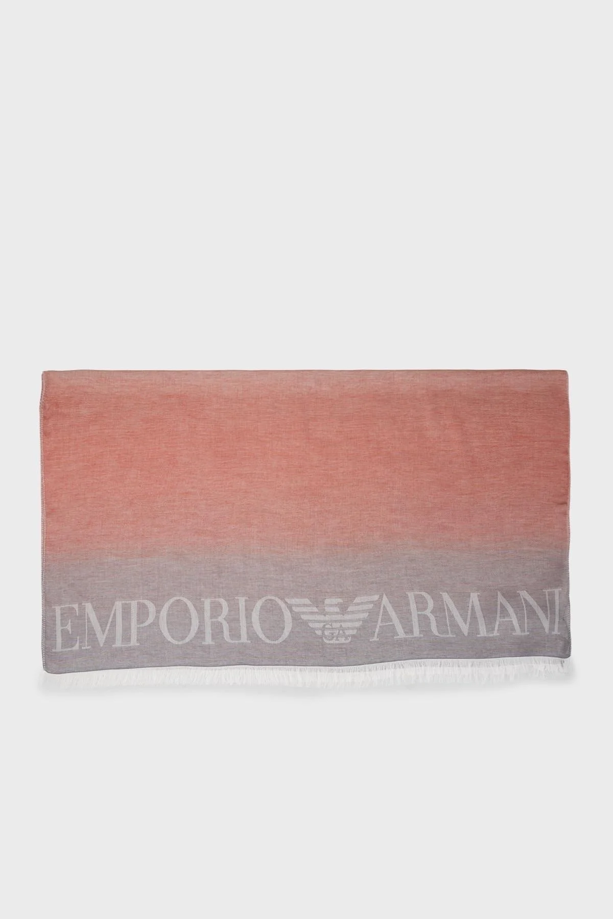 Emporio Armani Logolu Modal Unisex Şal 625289 3R375 00074 GRİ-TURUNCU - 1