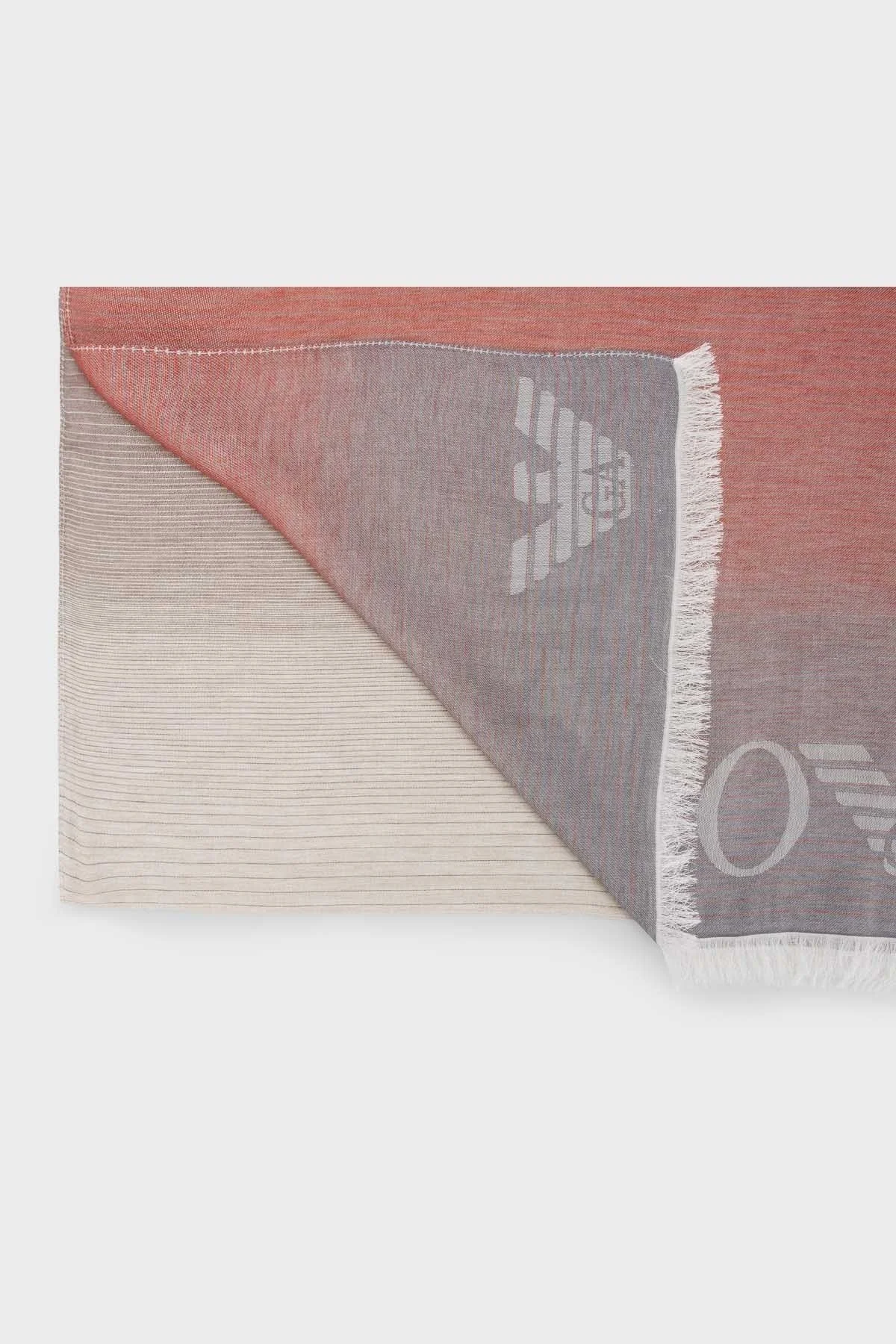 Emporio Armani Logolu Modal Unisex Şal 625289 3R375 00074 GRİ-TURUNCU - 2