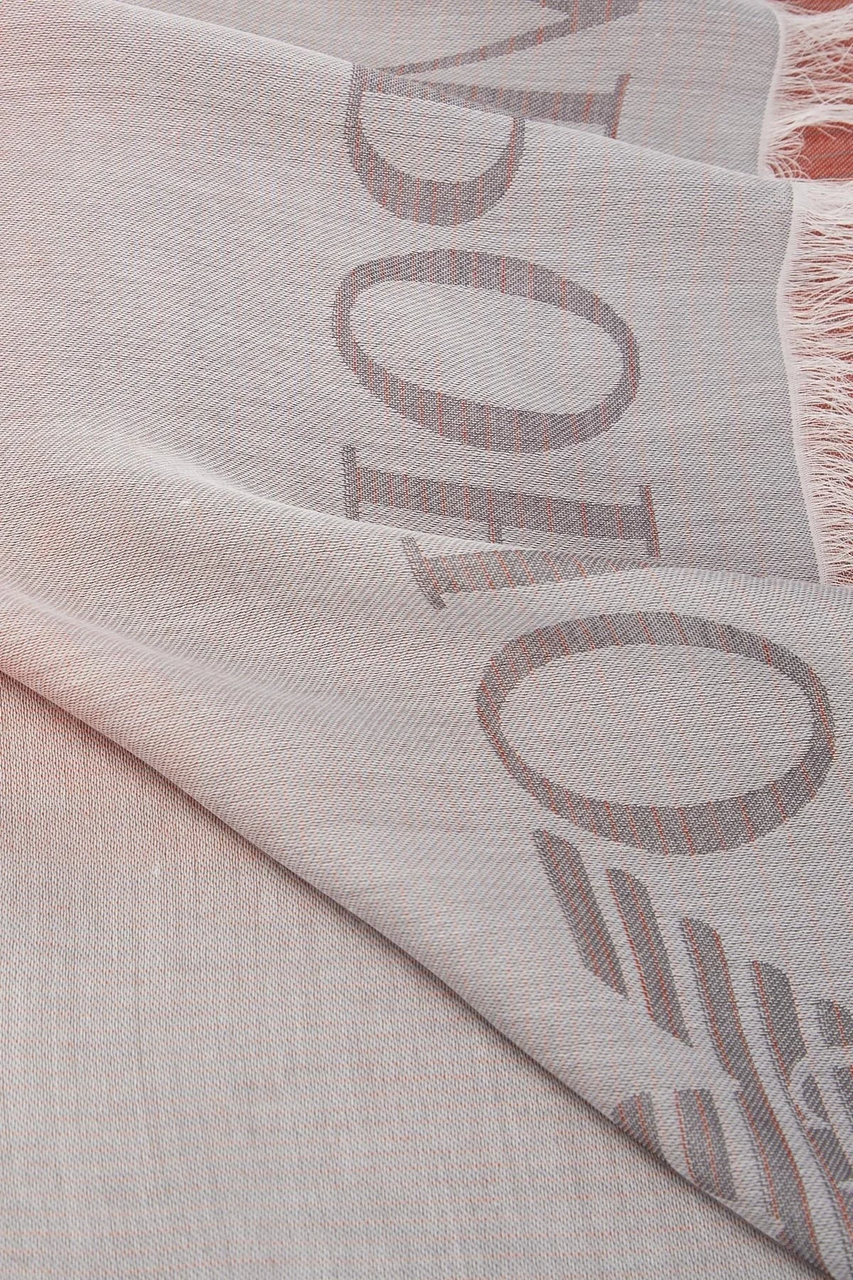 Emporio Armani Logolu Modal Unisex Şal 625289 3R375 00074 GRİ-TURUNCU - 4