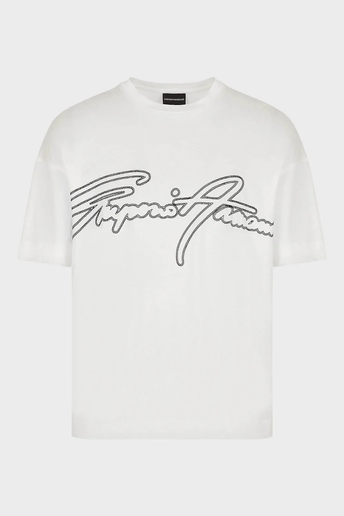 Emporio Armani Logolu Pamuk Karışımlı Bisiklet Yaka Regular Fit Erkek T Shirt 3R1TV2 1JUVZ 0101 BEYAZ - 8