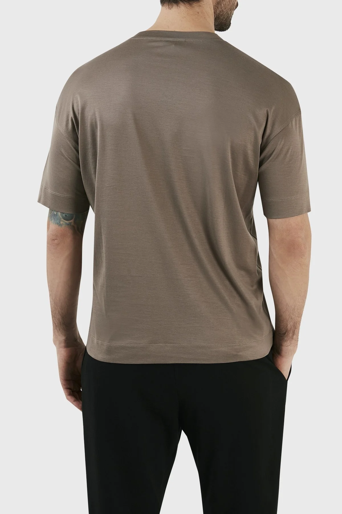 Emporio Armani Logolu Pamuk Karışımlı Bisiklet Yaka Regular Fit Erkek T Shirt 3R1TV2 1JUVZ 0440 TOPRAK - 5