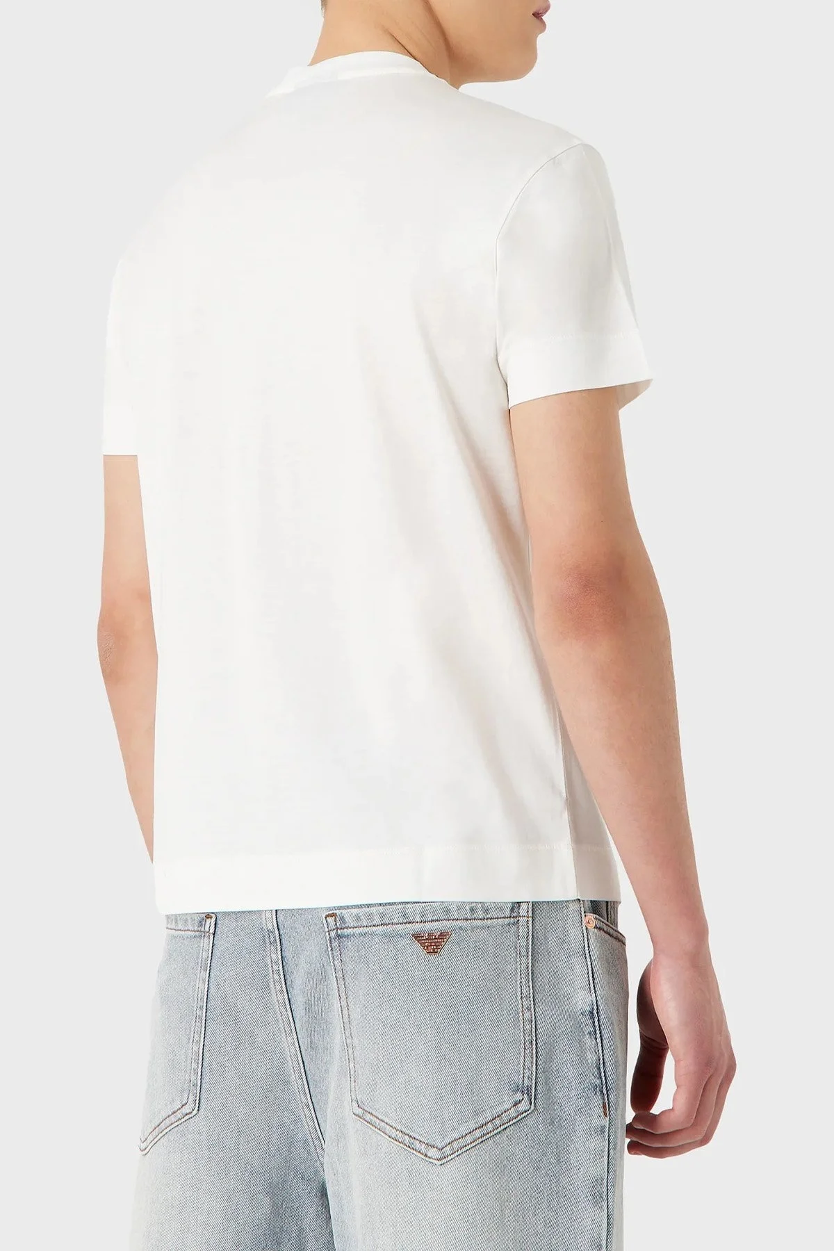 Emporio Armani Logolu Pamuk Karışımlı Bisiklet Yaka Regular Fit Erkek T Shirt 3R1TV4 1JUVZ 0128 EKRU - 2