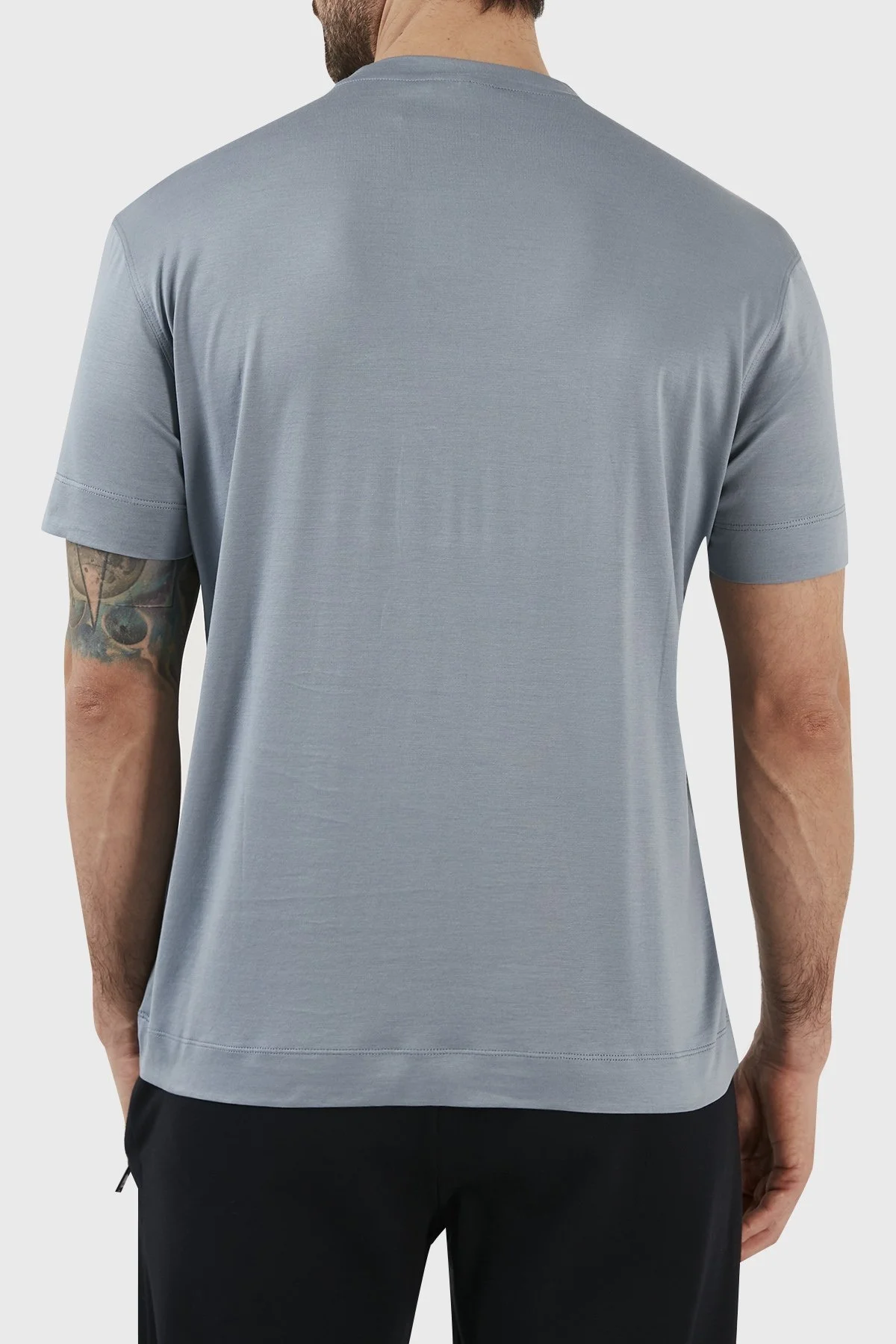 Emporio Armani Logolu Pamuk Karışımlı Bisiklet Yaka Regular Fit Erkek T Shirt 3R1TV4 1JUVZ 0738 MAVİ - 5