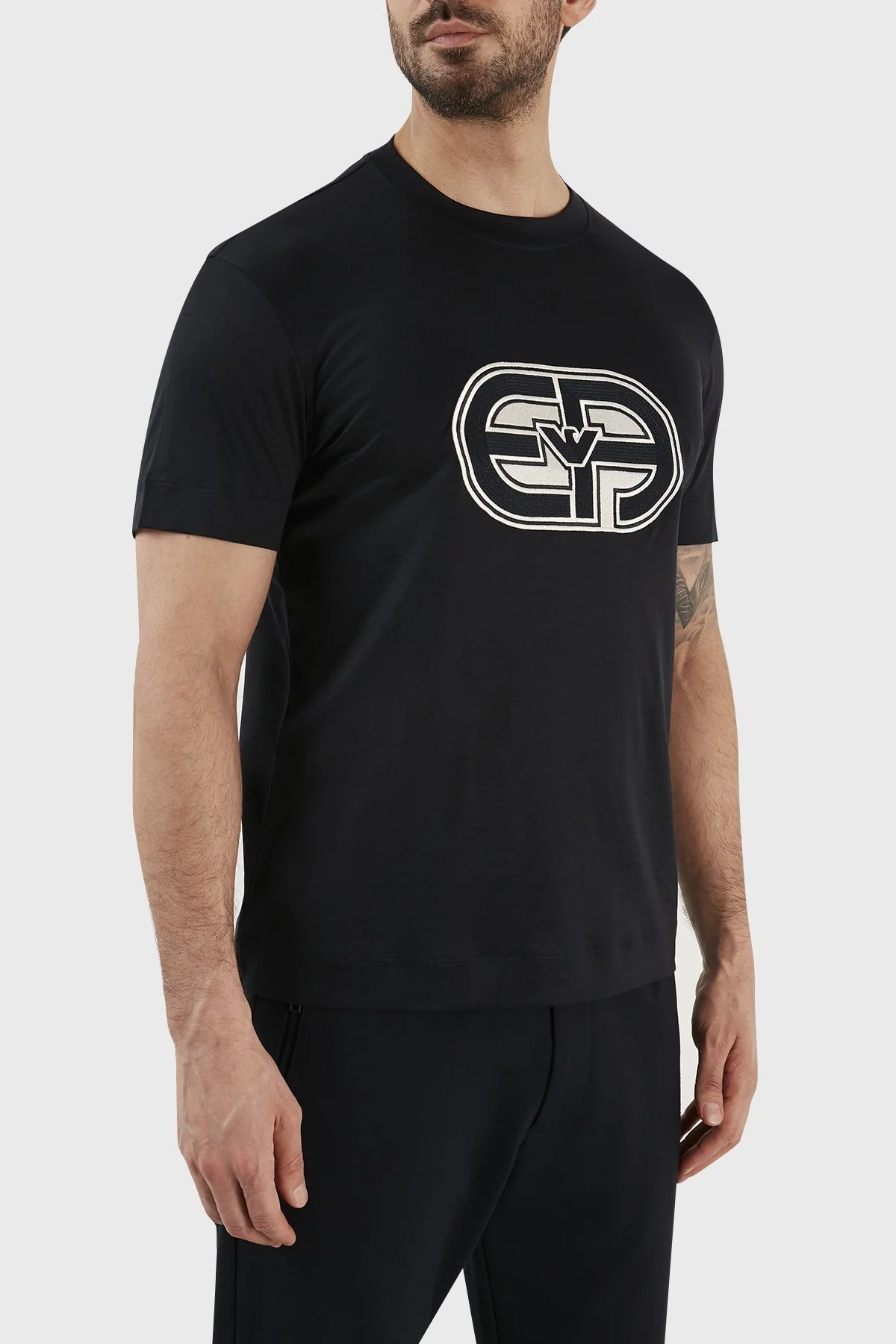 Emporio Armani Logolu Pamuk Karışımlı Bisiklet Yaka Regular Fit Erkek T Shirt 3R1TV4 1JUVZ 0920 LACİVERT - 2