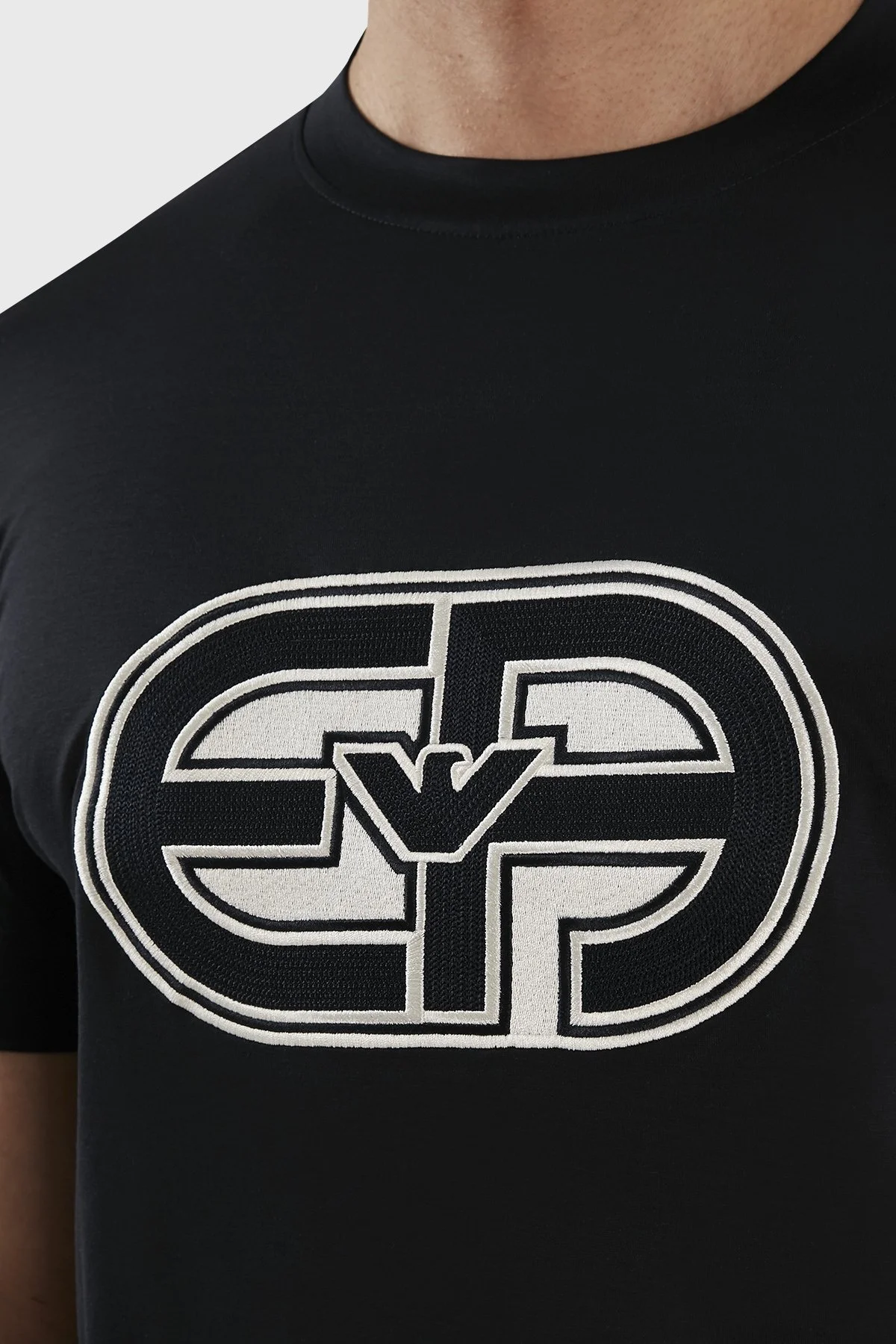 Emporio Armani Logolu Pamuk Karışımlı Bisiklet Yaka Regular Fit Erkek T Shirt 3R1TV4 1JUVZ 0920 LACİVERT - 6