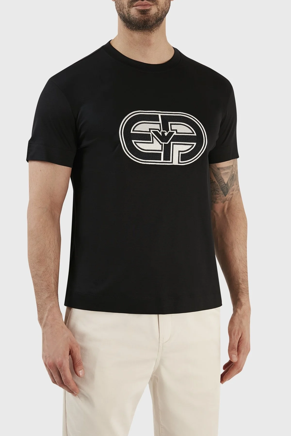 Emporio Armani Logolu Pamuk Karışımlı Bisiklet Yaka Regular Fit Erkek T Shirt 3R1TV4 1JUVZ 0999 SİYAH - 2