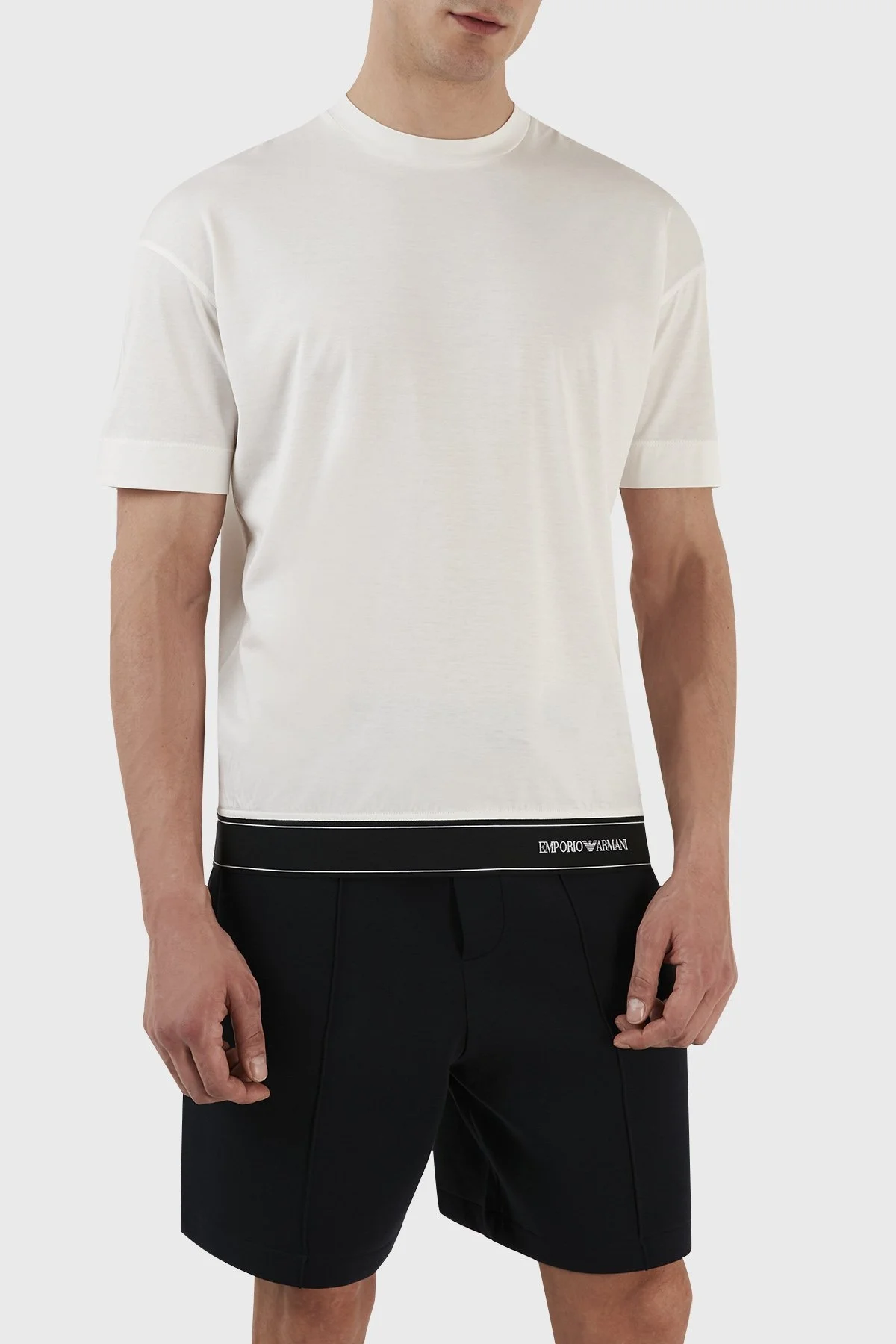 Emporio Armani Logolu Pamuk Karışımlı Bisiklet Yaka Regular Fit Erkek T Shirt 3R1TV6 1JUVZ 0101 BEYAZ - 1